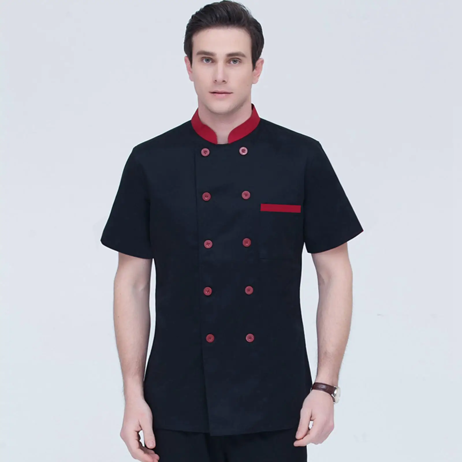 Unisex Work Uniform Lightweight  Abrasion Resistant Cotton Breathable Chef Clothes for Server  Cafe Waitress