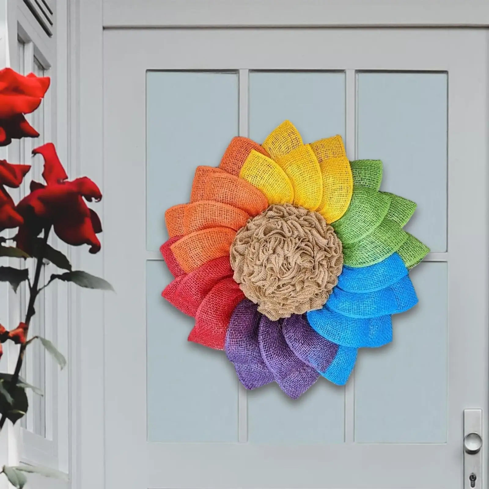 15.75in Front Door Wreath Floral Garland Artificial Flower Farmhouse Window for Thanksgiving Celebration Holiday Office Decor