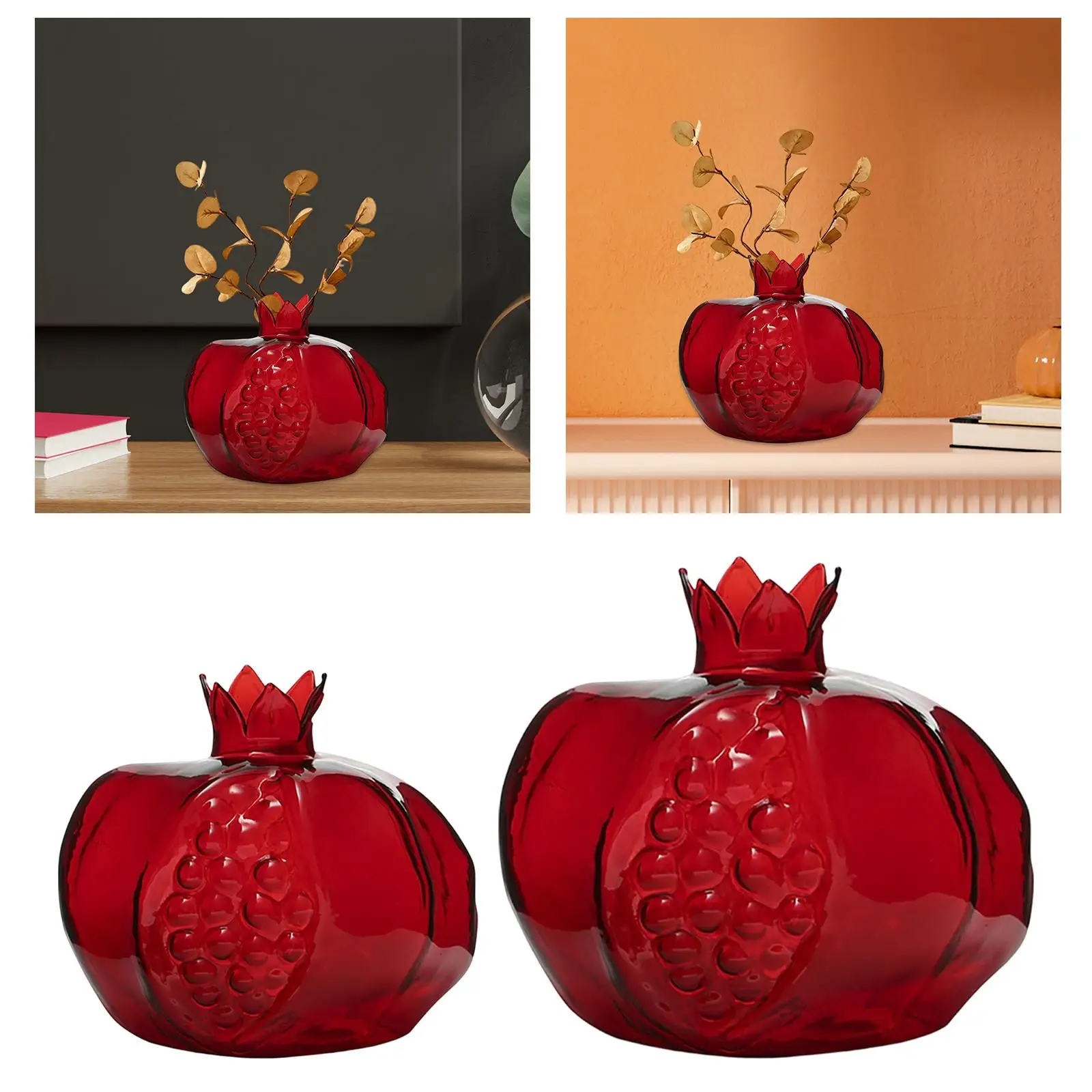 Simple Pomegranate Glass Vase Photo for Desktop Office Ornament