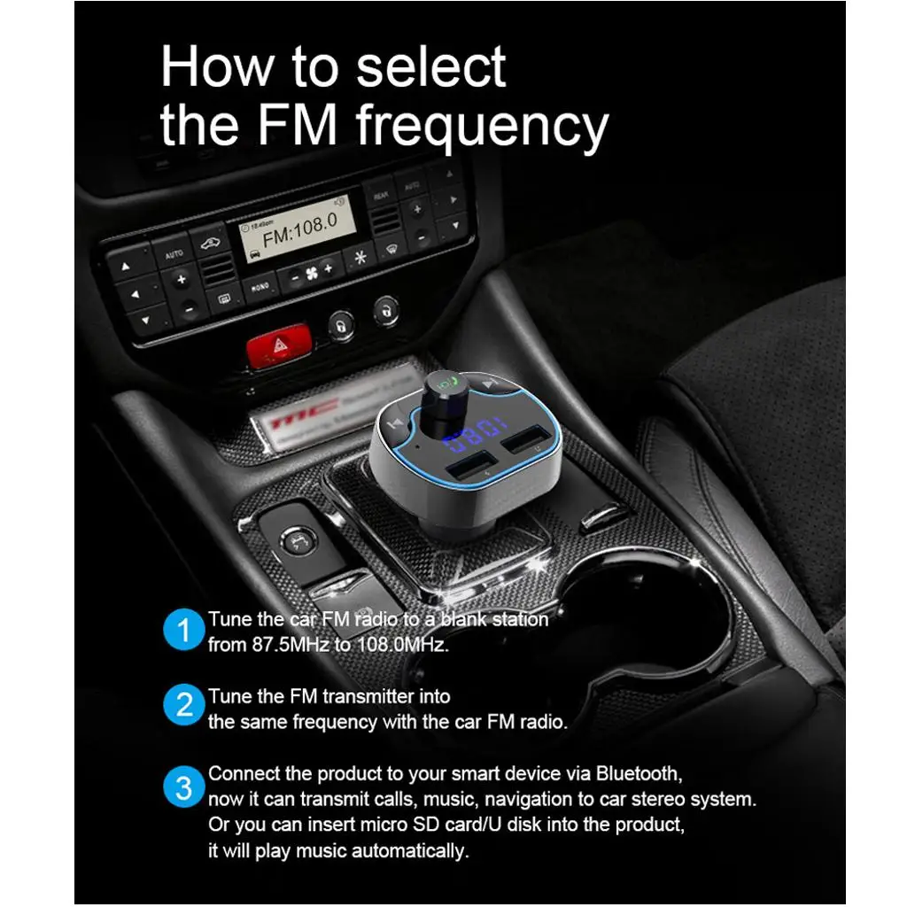 MagiDeal Bluetooth FM for Car Wireless Radio Adapter