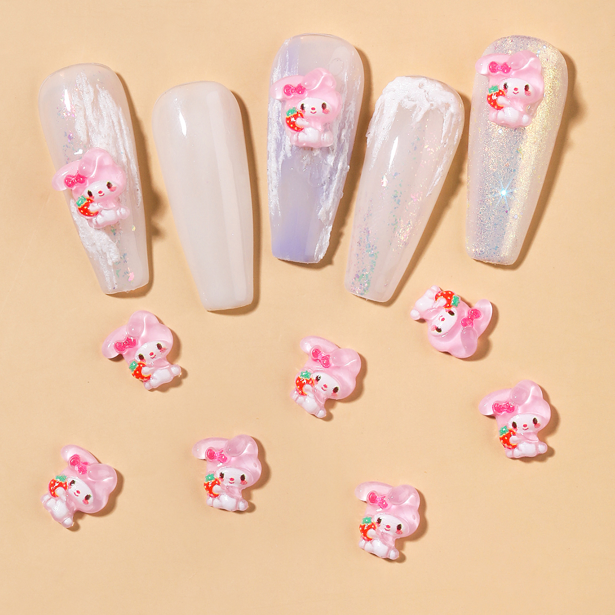 Best of 50pcs 3D Resin Nail Charms Cartoon Cute Pink Rabbit Embrace Strawberry Nail Parts Accessories Kawaii DIY Nail Art Decoration Reviews & Tips