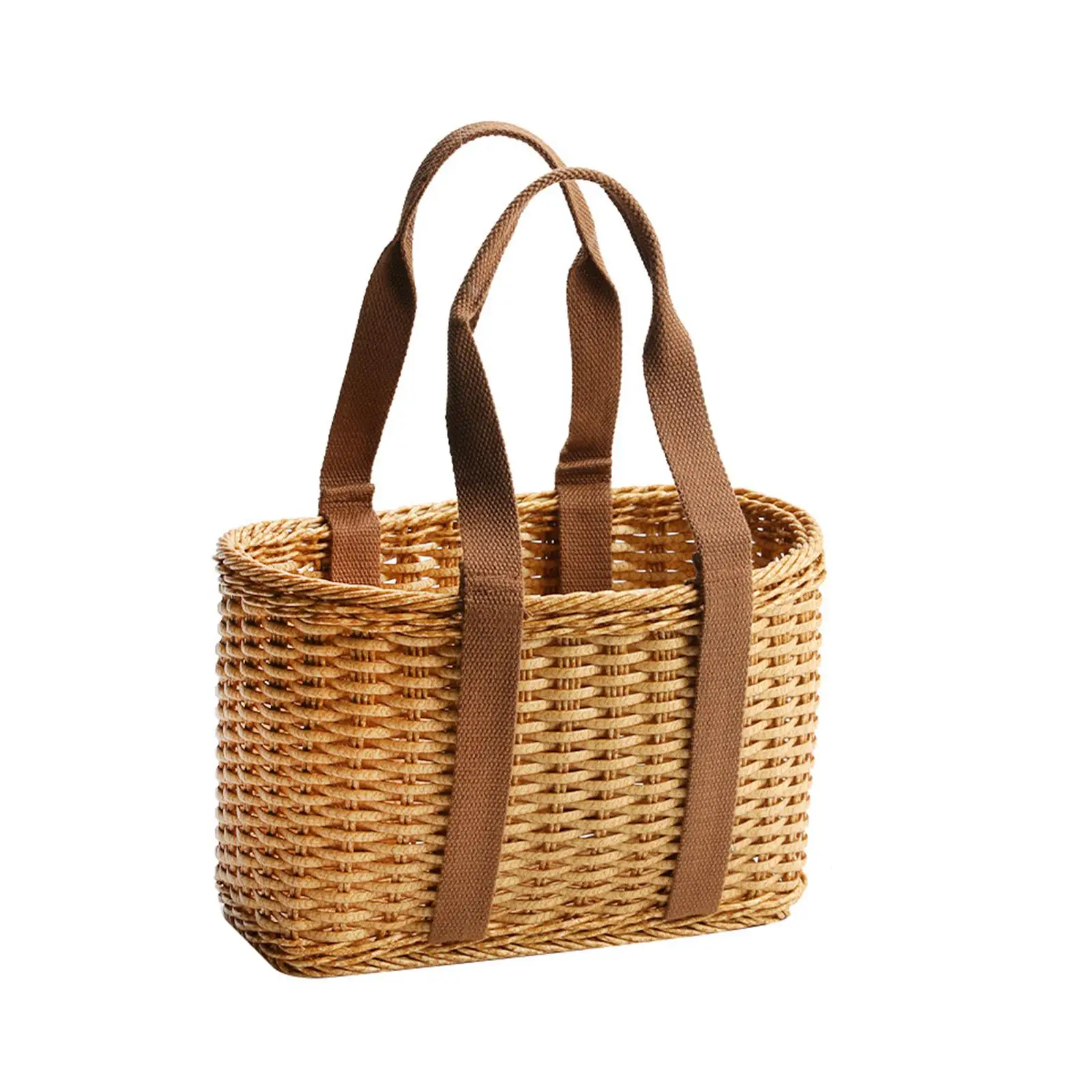 Woven Basket Stylish Durable with Handles Practical Handmade Picnic Baskets for Gardening Daily Necessities Camping
