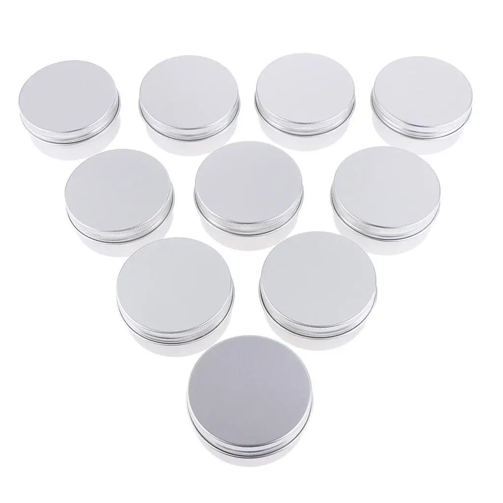 10pcs 50 ml Silver Aluminum Tin Storage Jar with Lid for Lip Balm, Cosmetic, Candles 