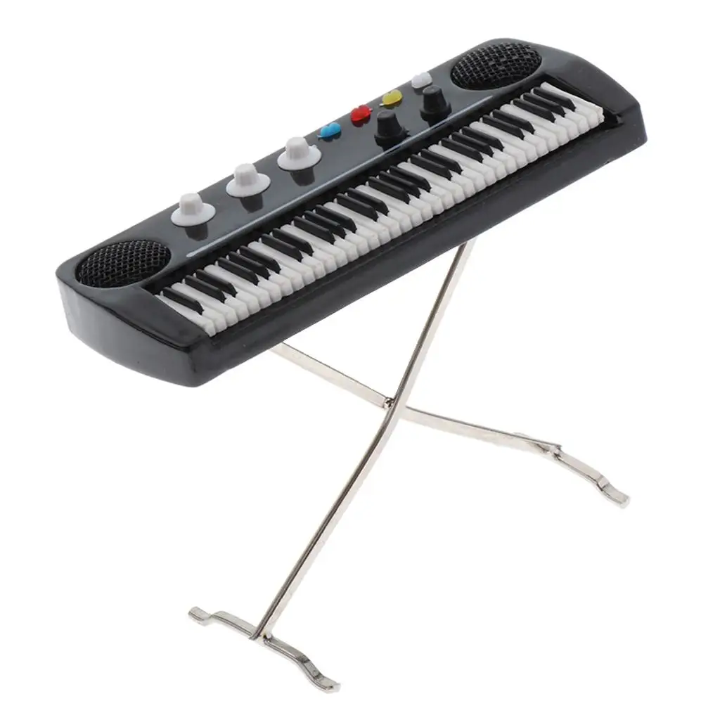 1:12 Dollhouse Miniature Keyboard Piano with Case Gift, Realistic Music
