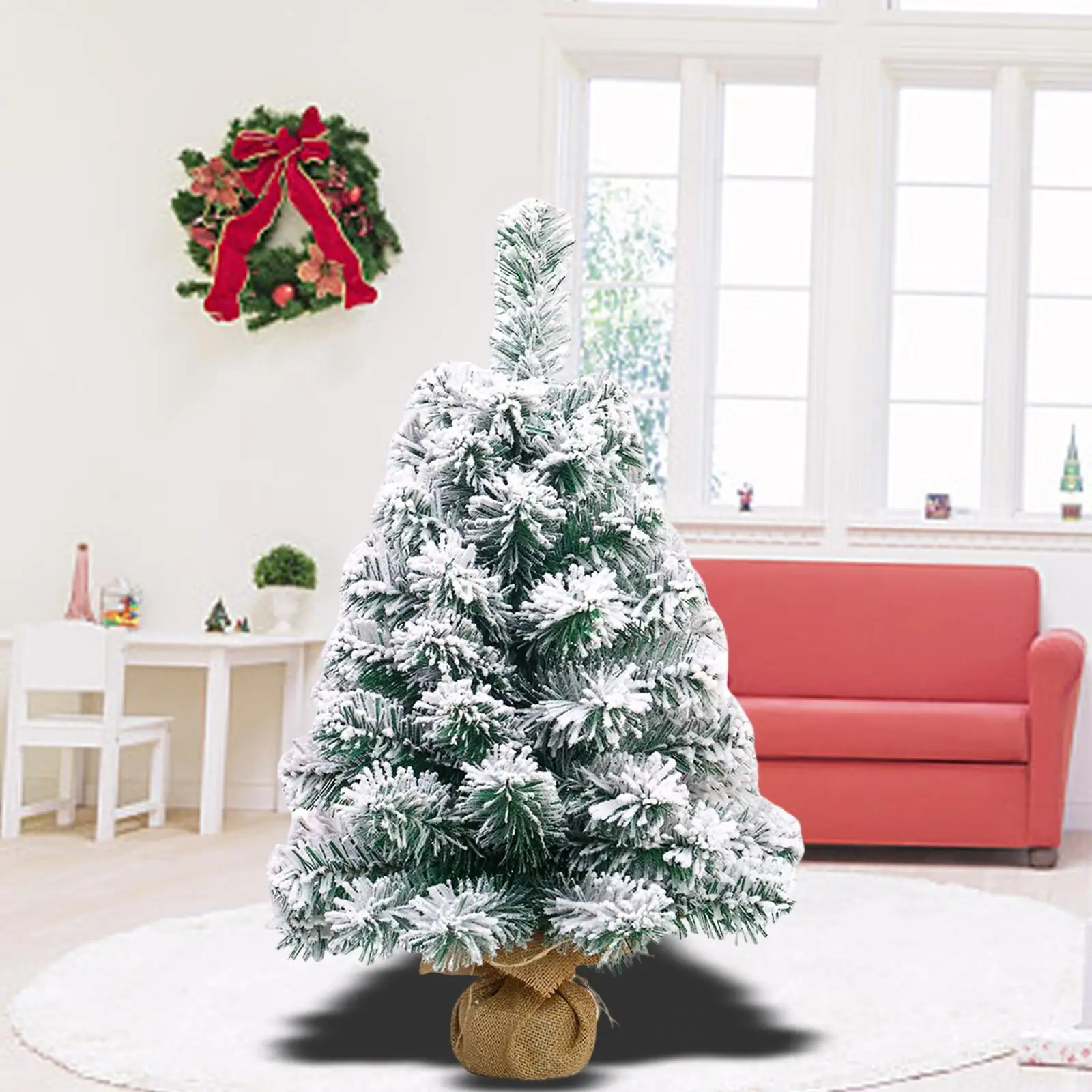 23inch Artificial Mini Christmas Tree Includes Cloth Bag Artificial Xmas Tree for Office Tabletop Home Decoration