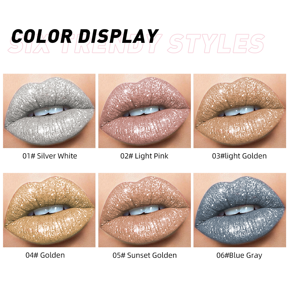 Best of QIBEST Shimmer Lip Gloss Beauty Girl Diamond Glitter Lip Tint Waterproof Long Lasting 6 Colors Gray Flash Liquid Lipstick Makeup Reviews & Tips - Image 2