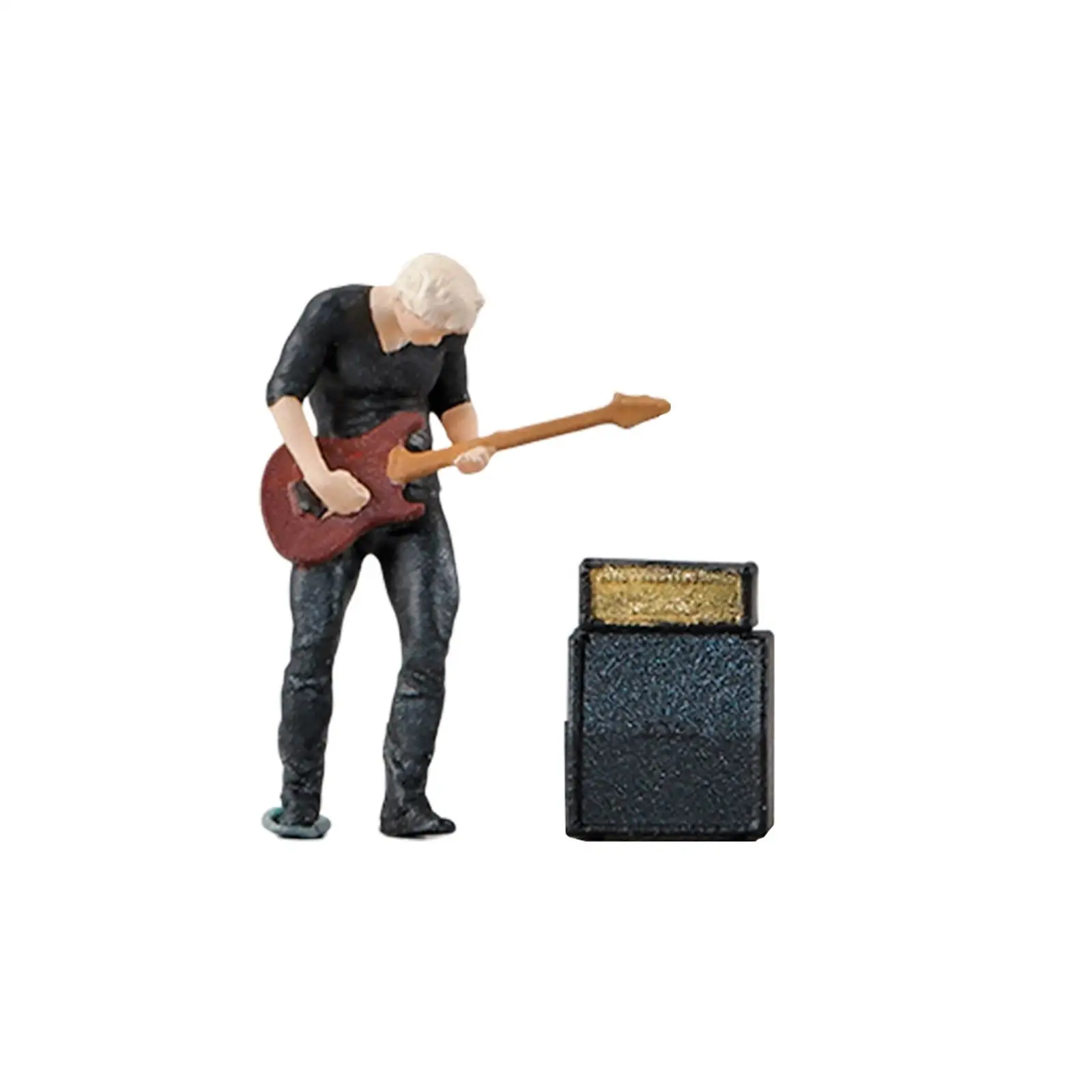 People Figure Layout with Audio Model Tiny Resin 1:64 Scale Miniature Bassist Model Character Model for DIY Scene Train Layout