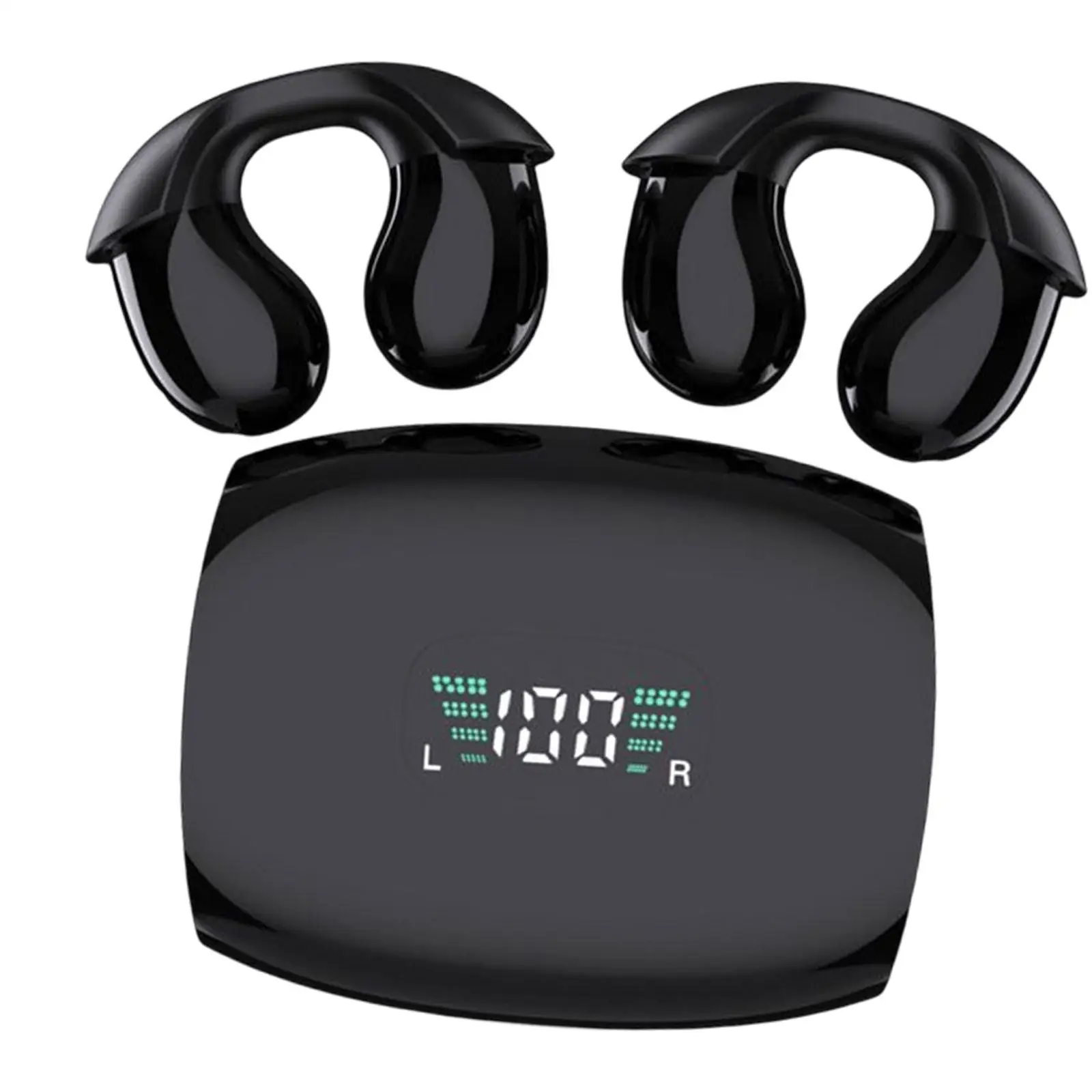 Ear Clip Headphones Touch Control Small Hands Free Premium Sound HiFi Sound Bone Conduction Earbuds for Video Game Music Outdoor