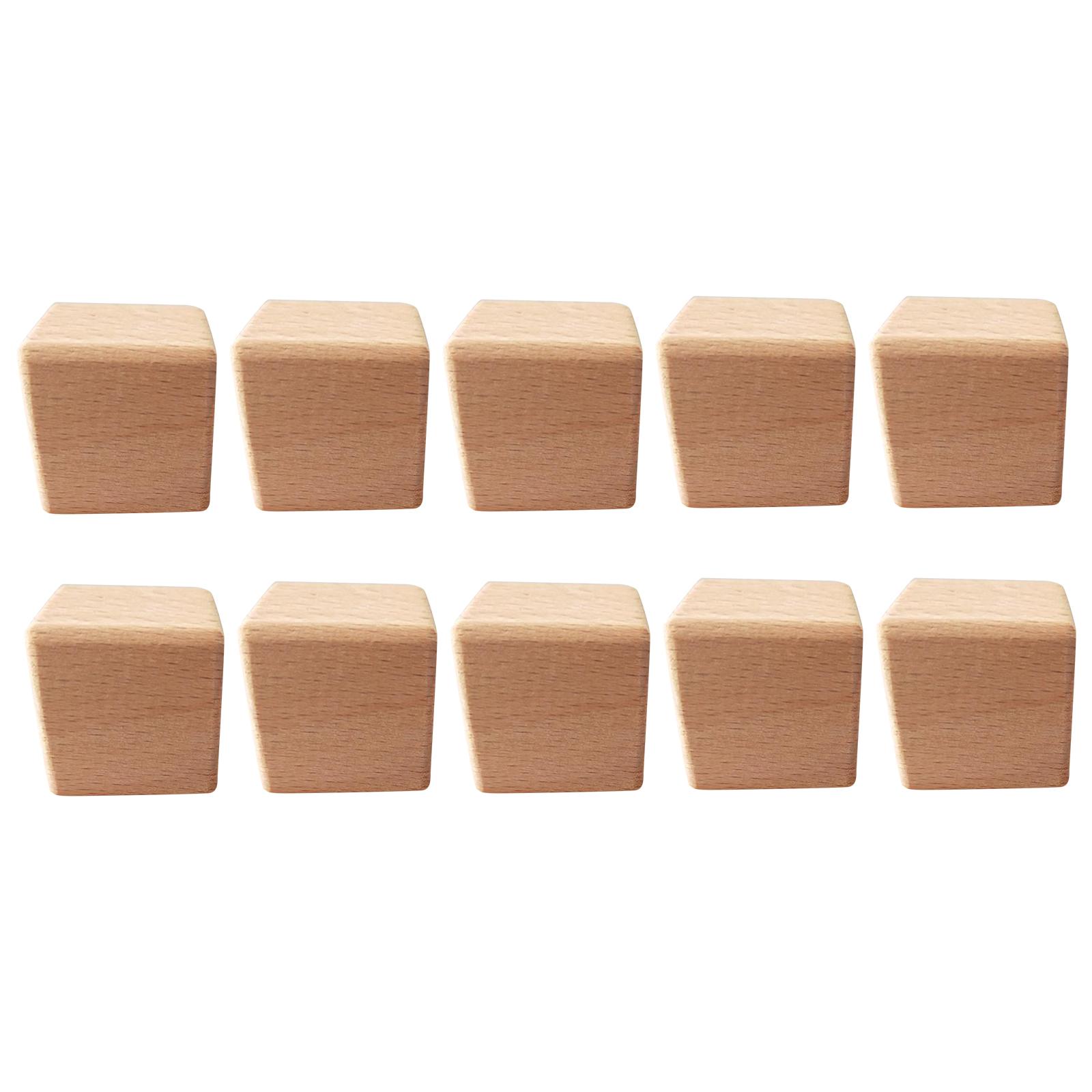 10 Pieces Wooden Cubes Square Unfinished Wooden Blocks,Natural Square Wooden Cubes for Painting, Crafting, Decorating