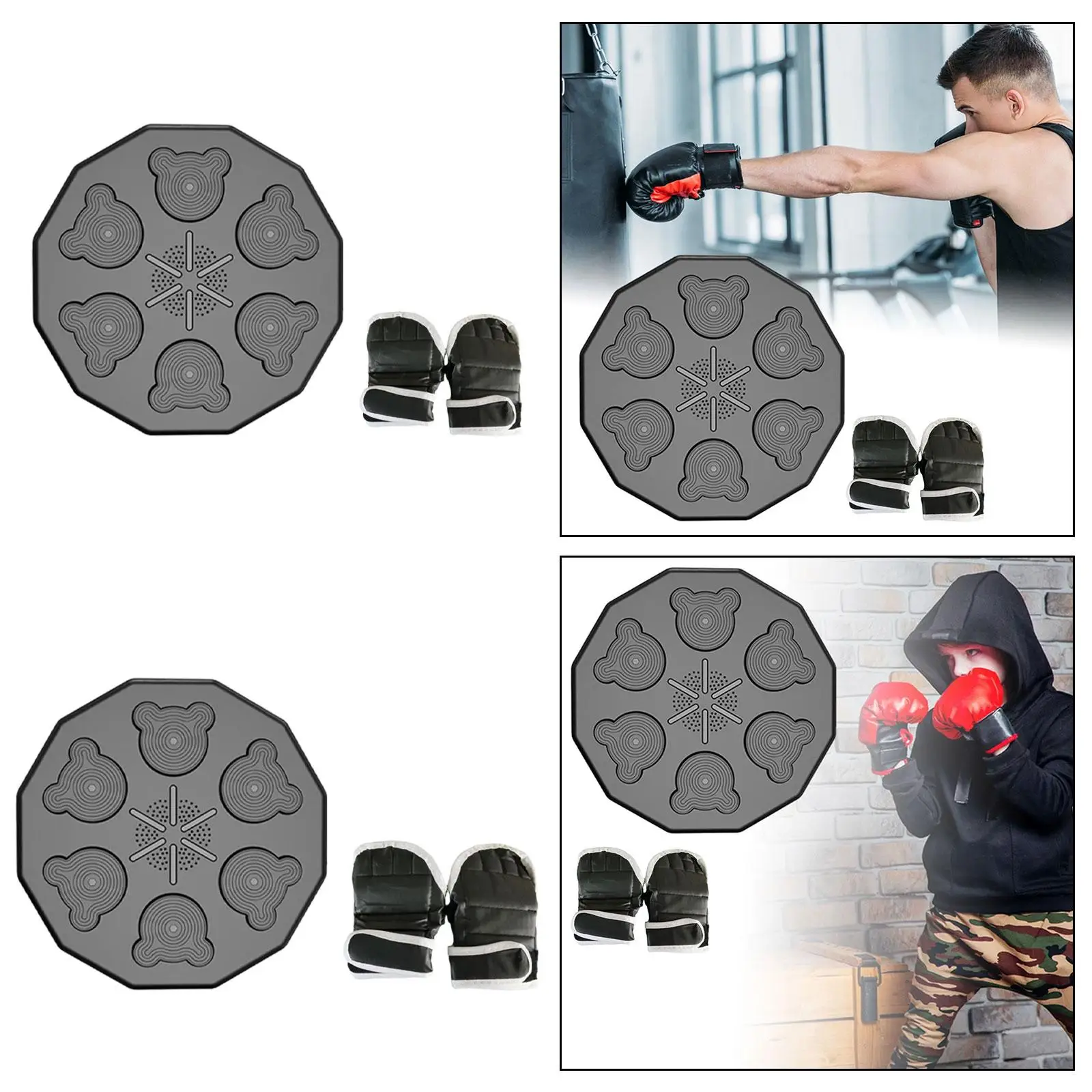 Music Boxing Training Machine RGB Lighted Punching Pad with Boxing Gloves