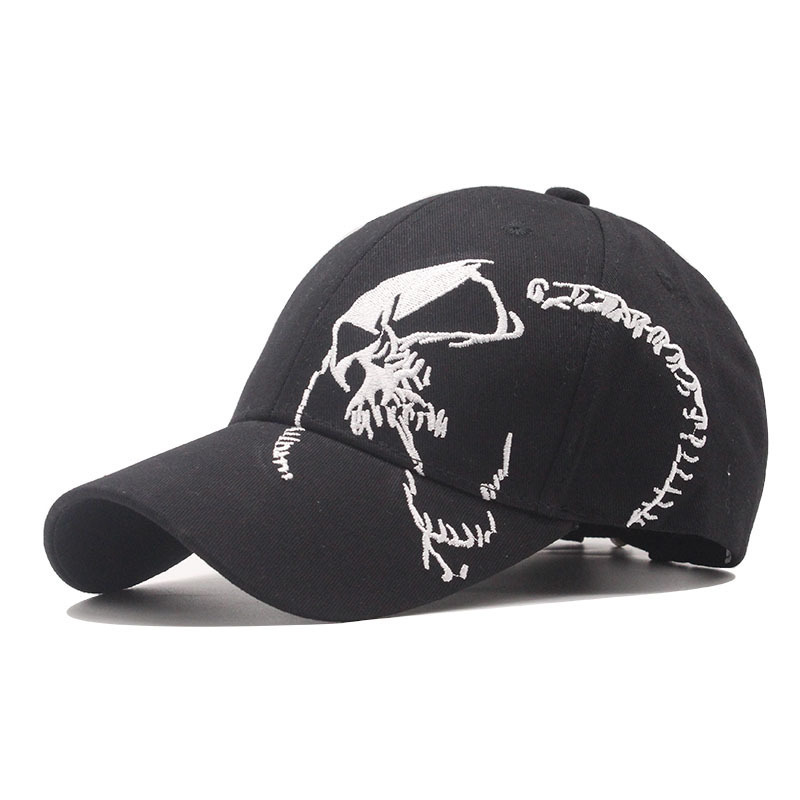 Title 2, Embroidered Skull Cap For Men Cotton Sports Bas...