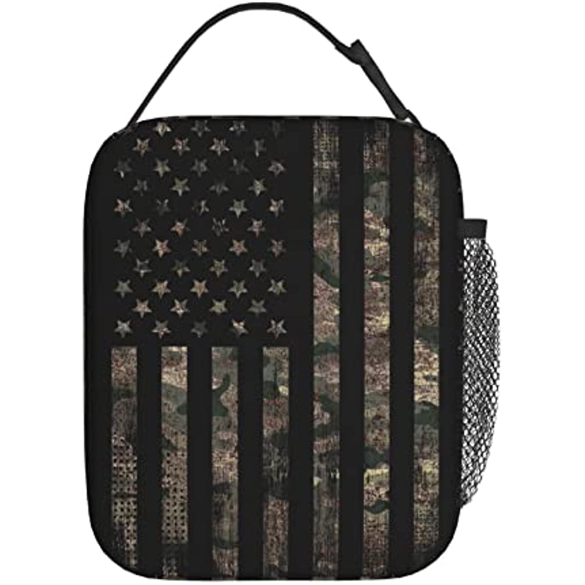 Camuflagem tática bandeira americana lancheira portátil, lancheira