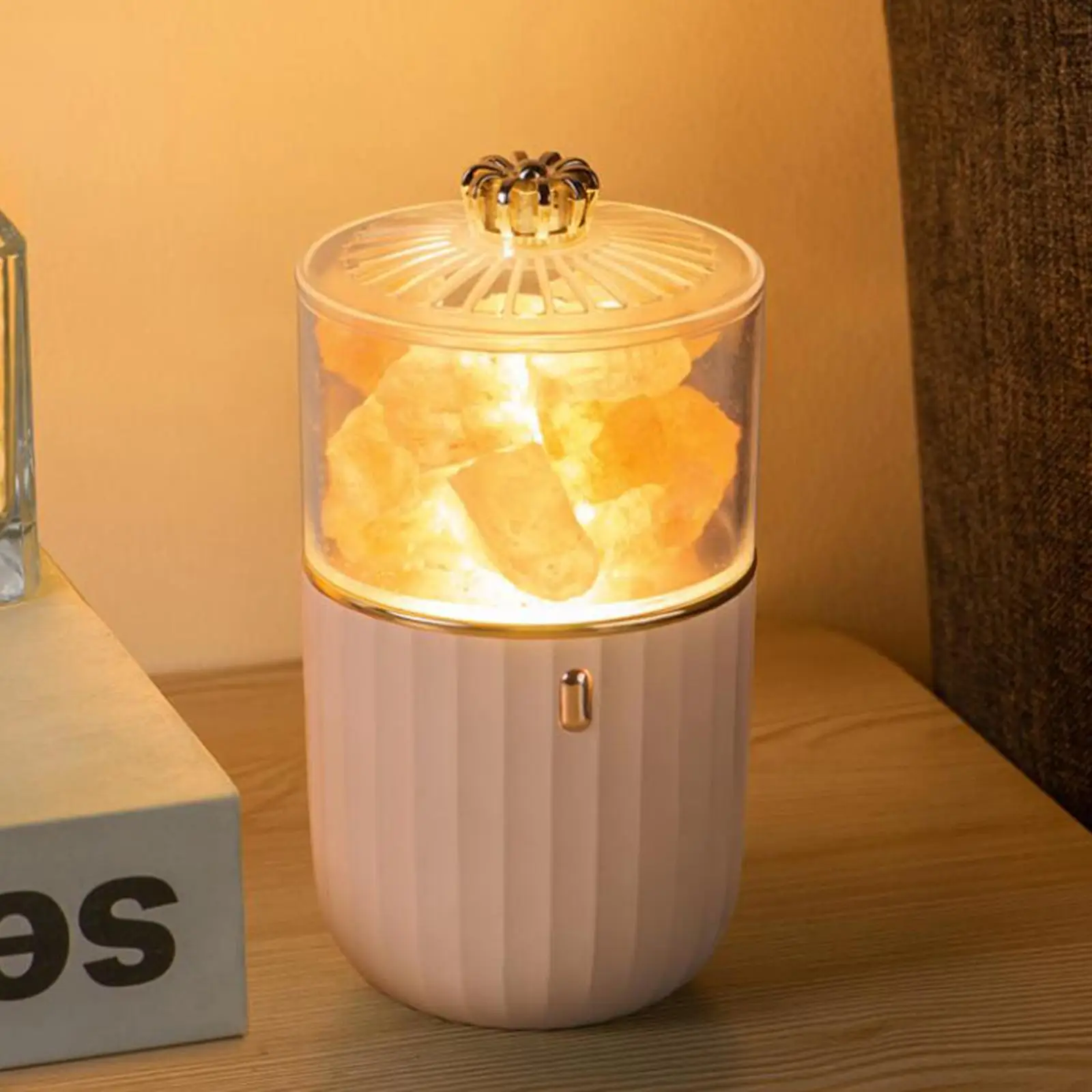 USB Air Humidifier Crystal Salt Stone Salt Lamp Humidifier Humidificador Mist Maker Fogger for Office Home Room Desktop Decor