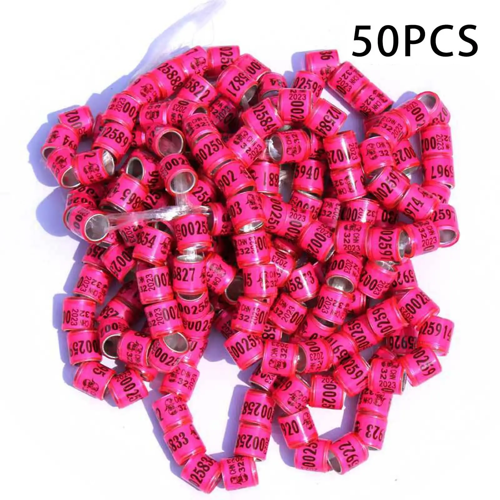 50pcs 2023 Racing Pigeon Leg Rings Numbered Dove Foot Bands for Bantam Finch