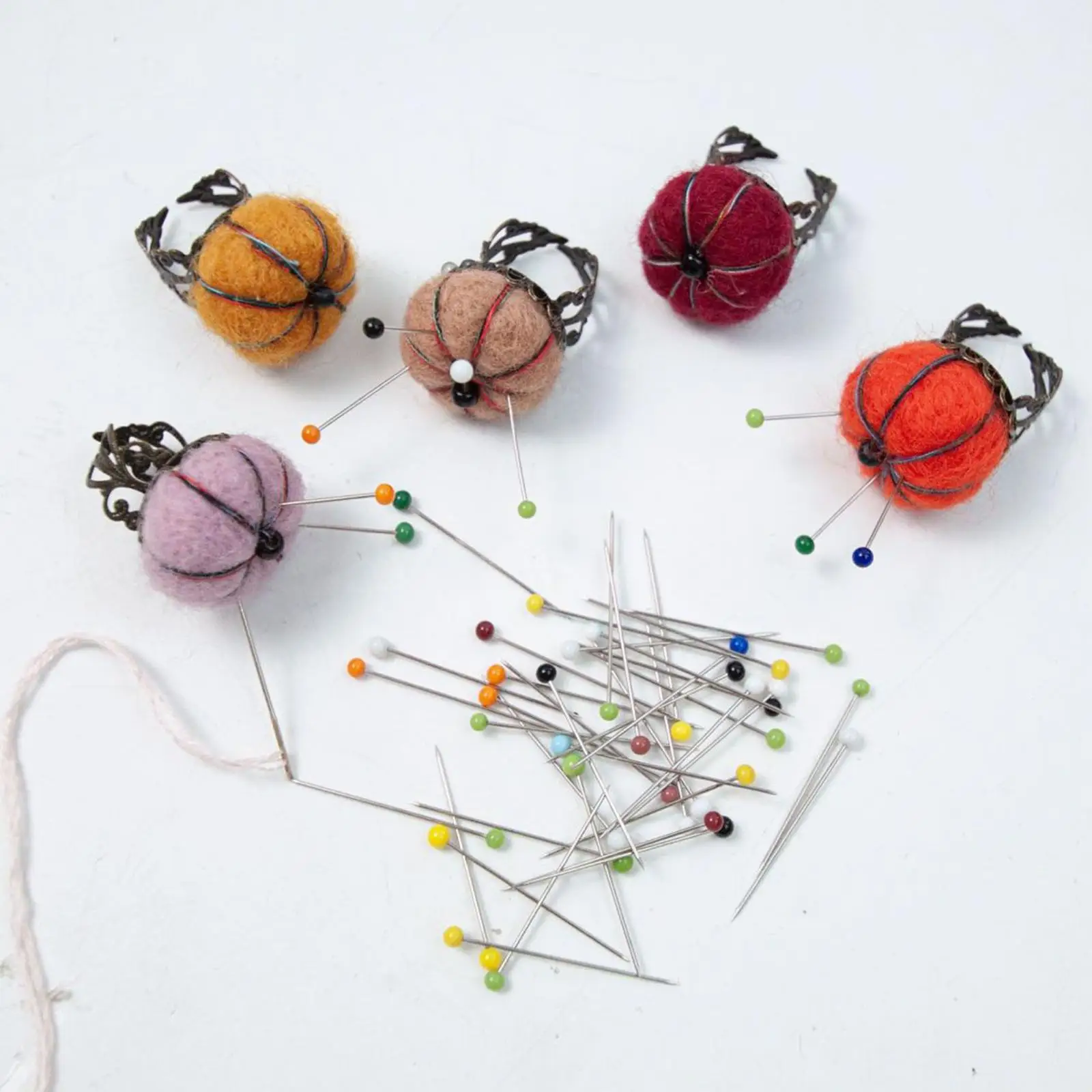 5x Felt Pin Cushion Kit Assorted Color Lightweight Sewing Supply DIY Projects Finger Ring Pincushions for Sewing Accessory Tools