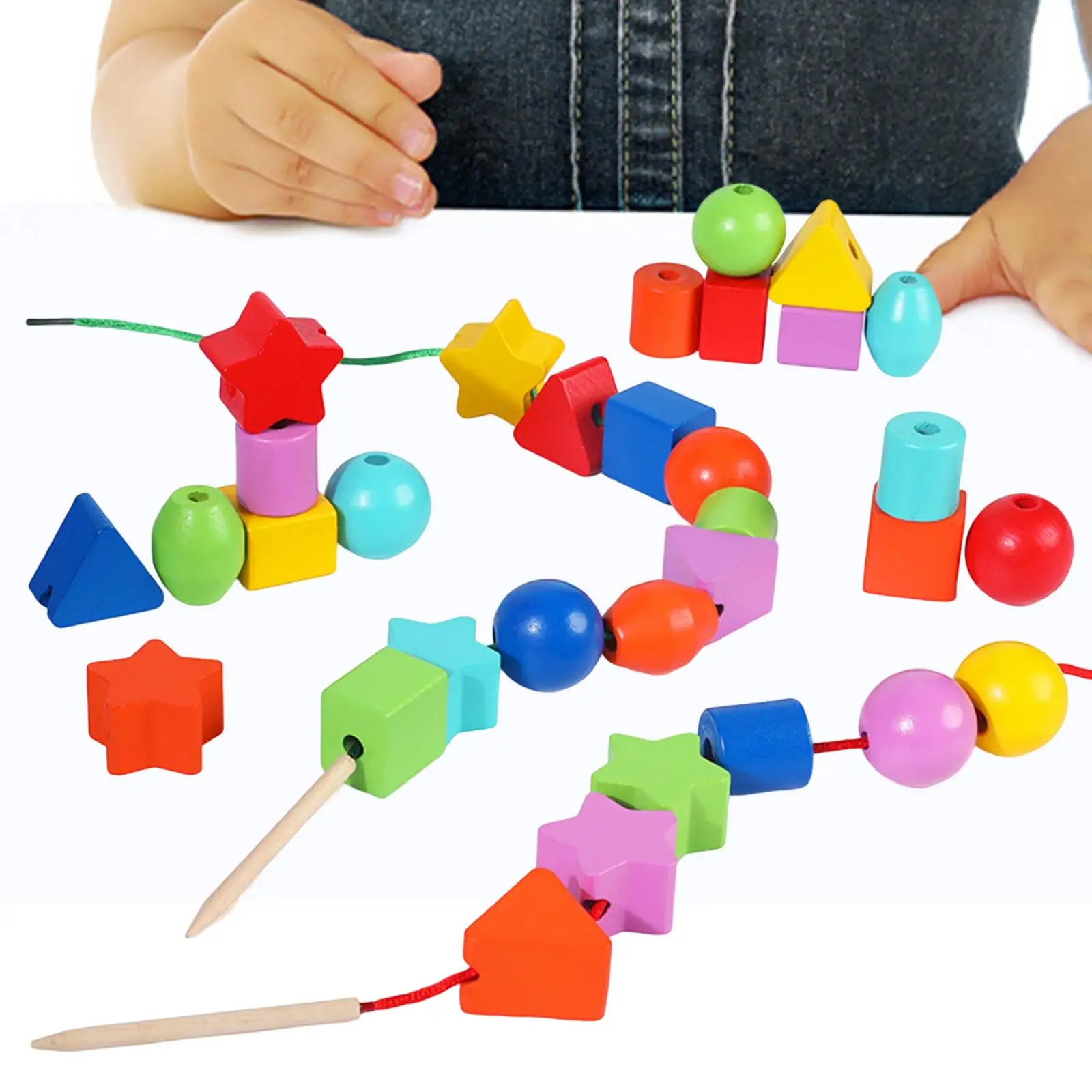 Lacing Beads Toys Large Lace Beads Toys for Activity shape Recognition Interaction