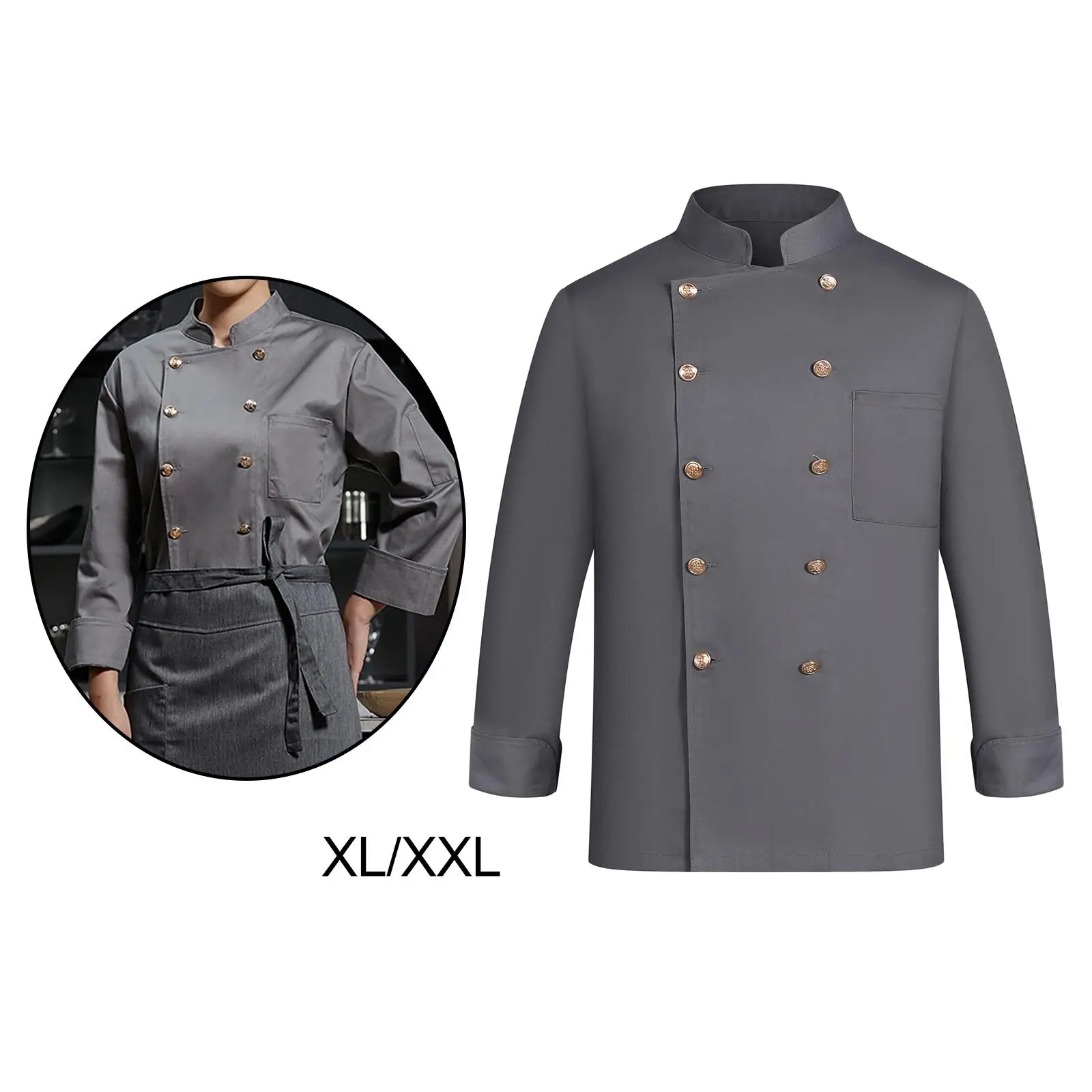 Chef Jacket Men Wear Resistant Chef Coat for Restaurant Food Industry Buffet