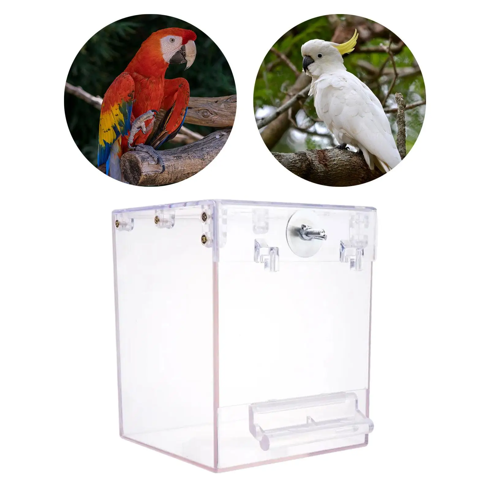 Bird Birdbath Tub Portable Clear Shower Cage Accessories Hanging Bird Bath Cube for Parakeet Parrots Lovebird Budgerigar Bath