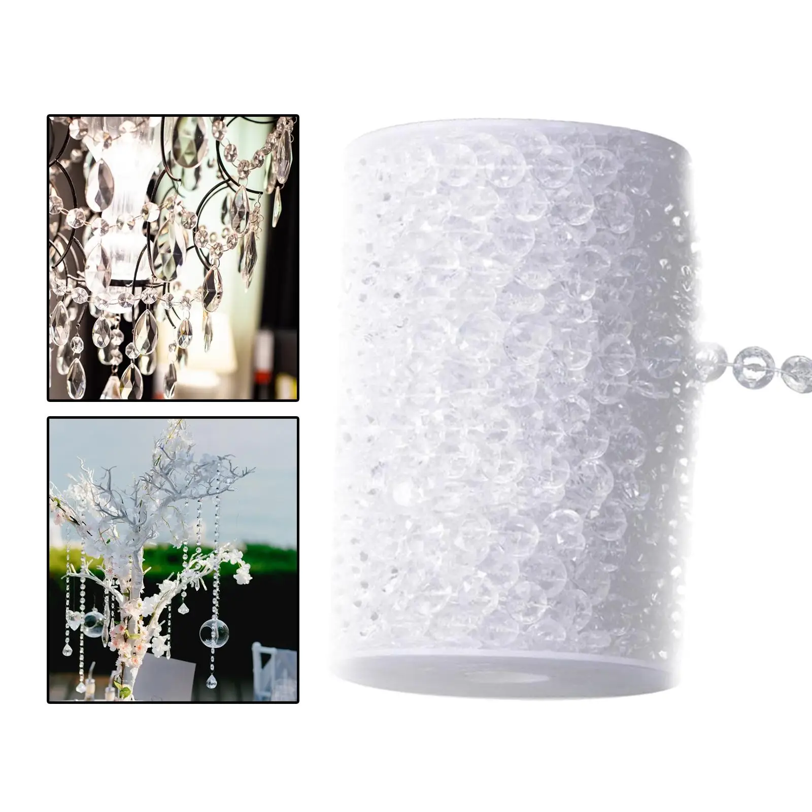Crystal Bead Chain Acrylic Transparent Crystal Bead Garland  Lamp   Decorations 30 M/ 98 FT