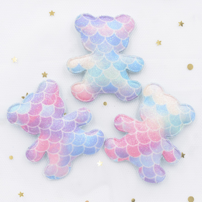 8 Stück gehobene Glitzer pulver Cartoon Bär Applikationen gepolsterte Patches für DIY alles Gute zum Geburtstag Party magische Dessert Ornament – Detail 1