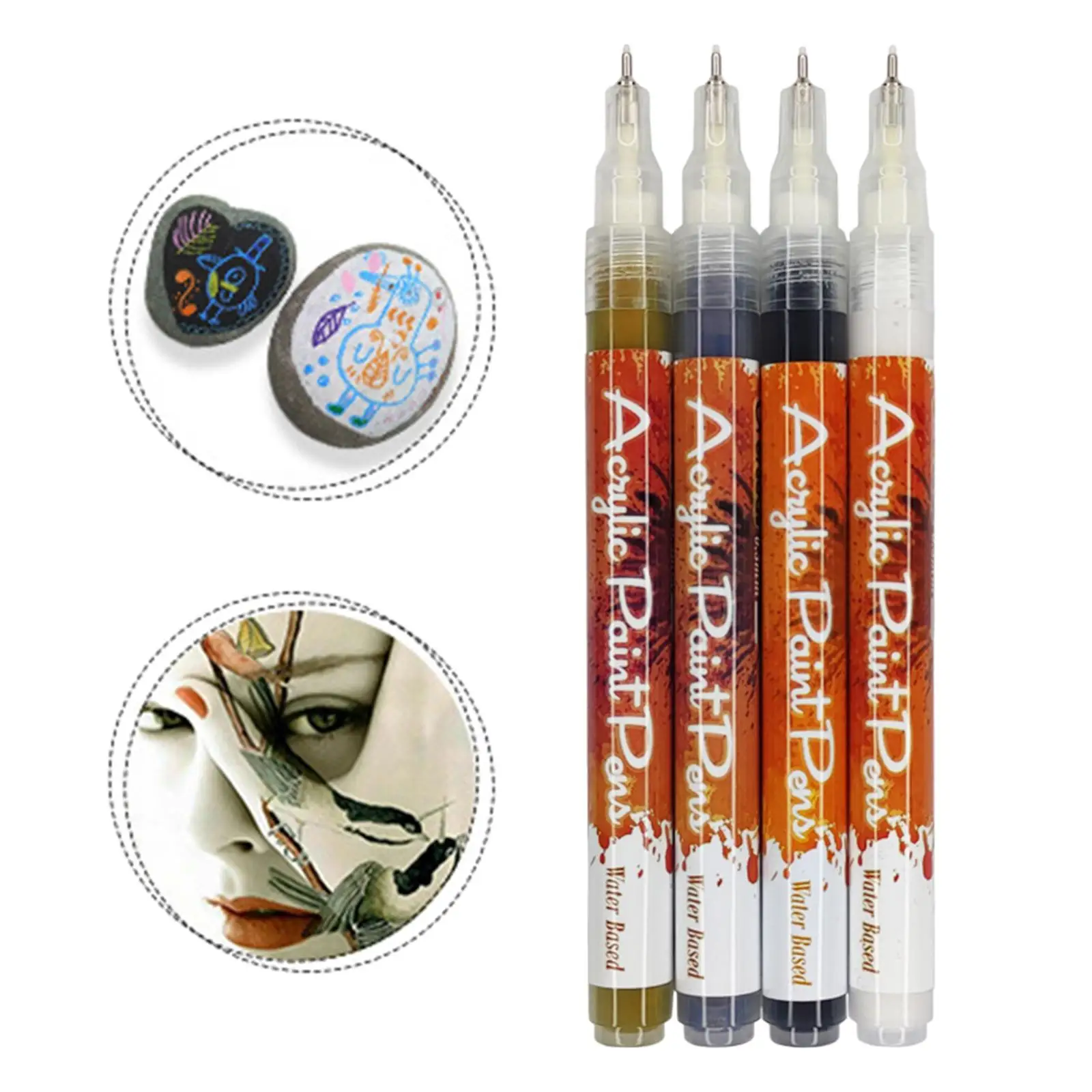 4 Colors Acrylic Paint Pens Permanent Marker Pens for Rock Wood Canvas Ceramic , Kids Birthday Gift