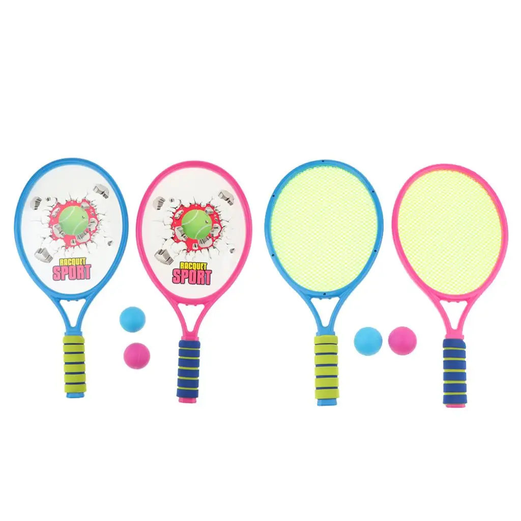 Funny Outdoor Indoor Sports Tennis Rackets with Two Colorful Balls
