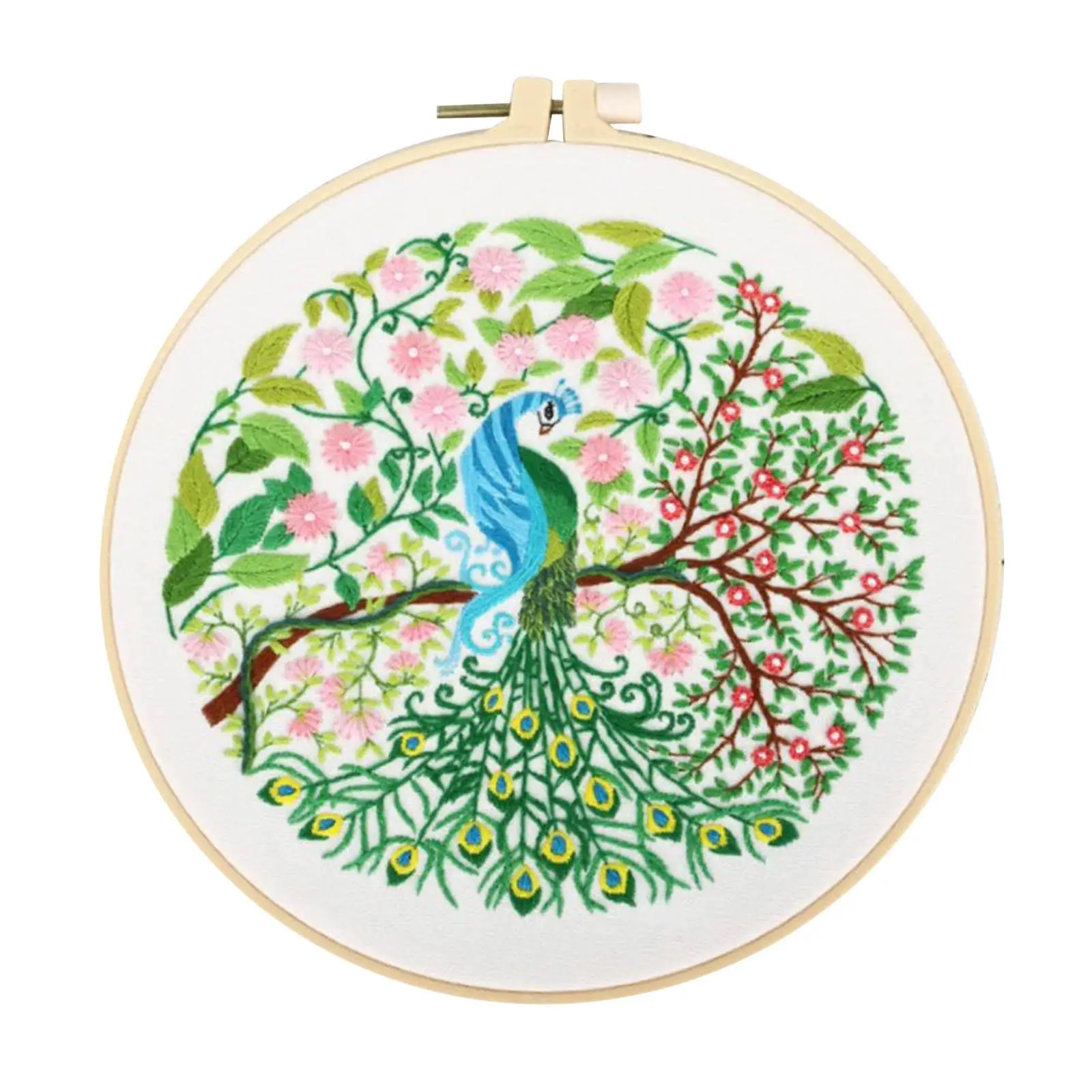 Pre Printed Flower Peacock   Embroidery Kits Sewing Supplies Home Decoration for Beginners Handmade Needlework 