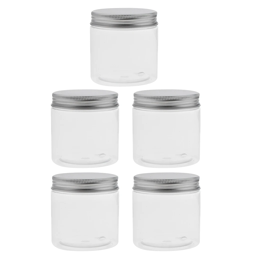  5pcs 200ML Clear Plastic Pot Jar Container Bottle for Tea Candy Oil
