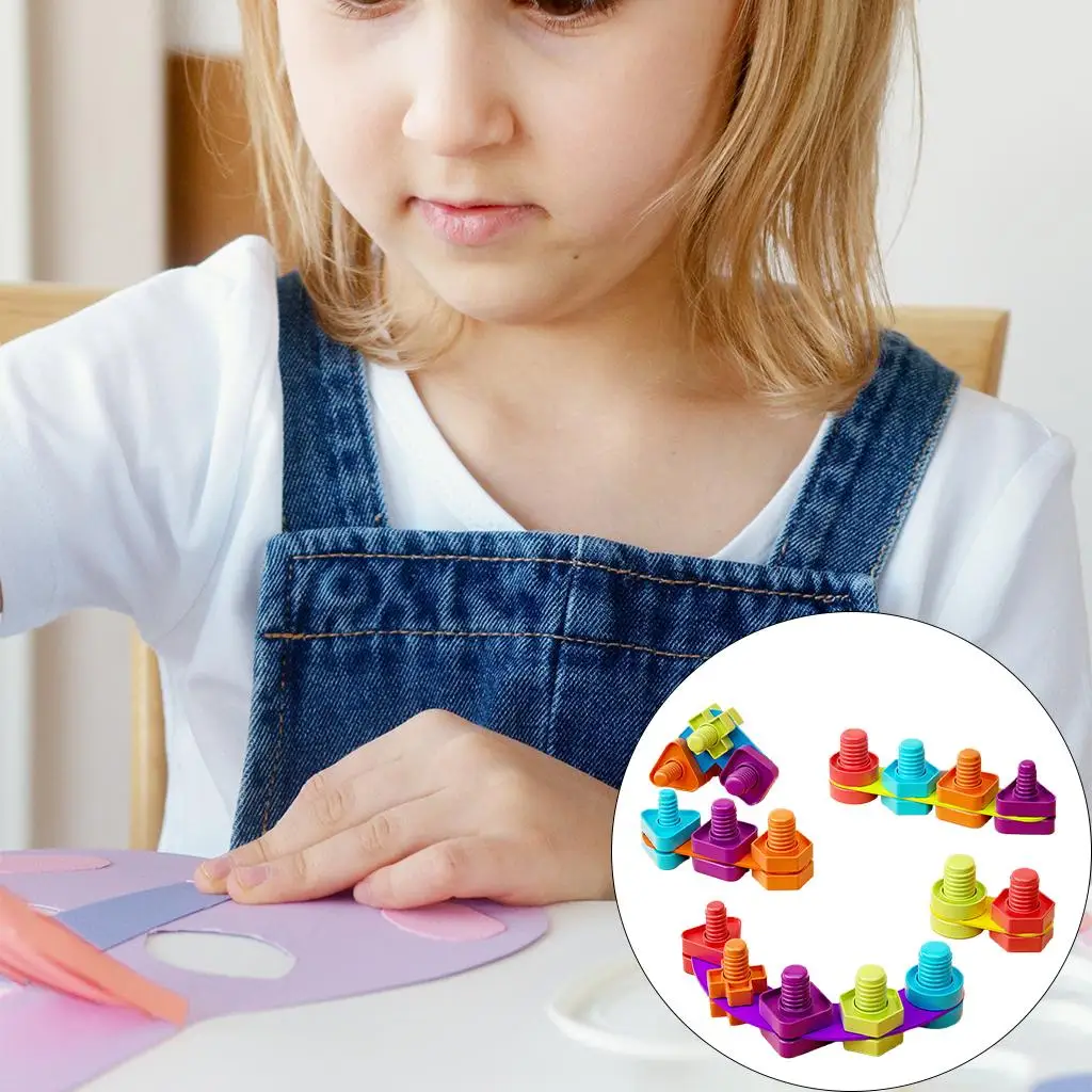 Multicolor Screw Nut Toy Brain Teasers Learning Toys Matching Game for Baby