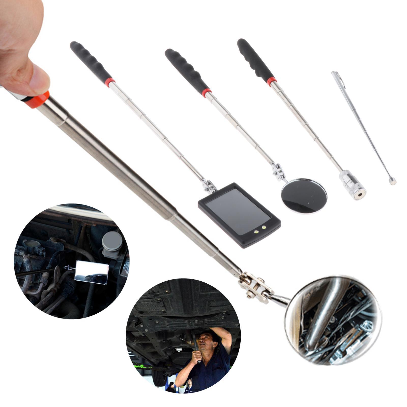 Magnetic Telescoping Pick-Up Tool Kit with Pick up Rod Telescopic Fits for Car Maintenance - 4 Pieces 