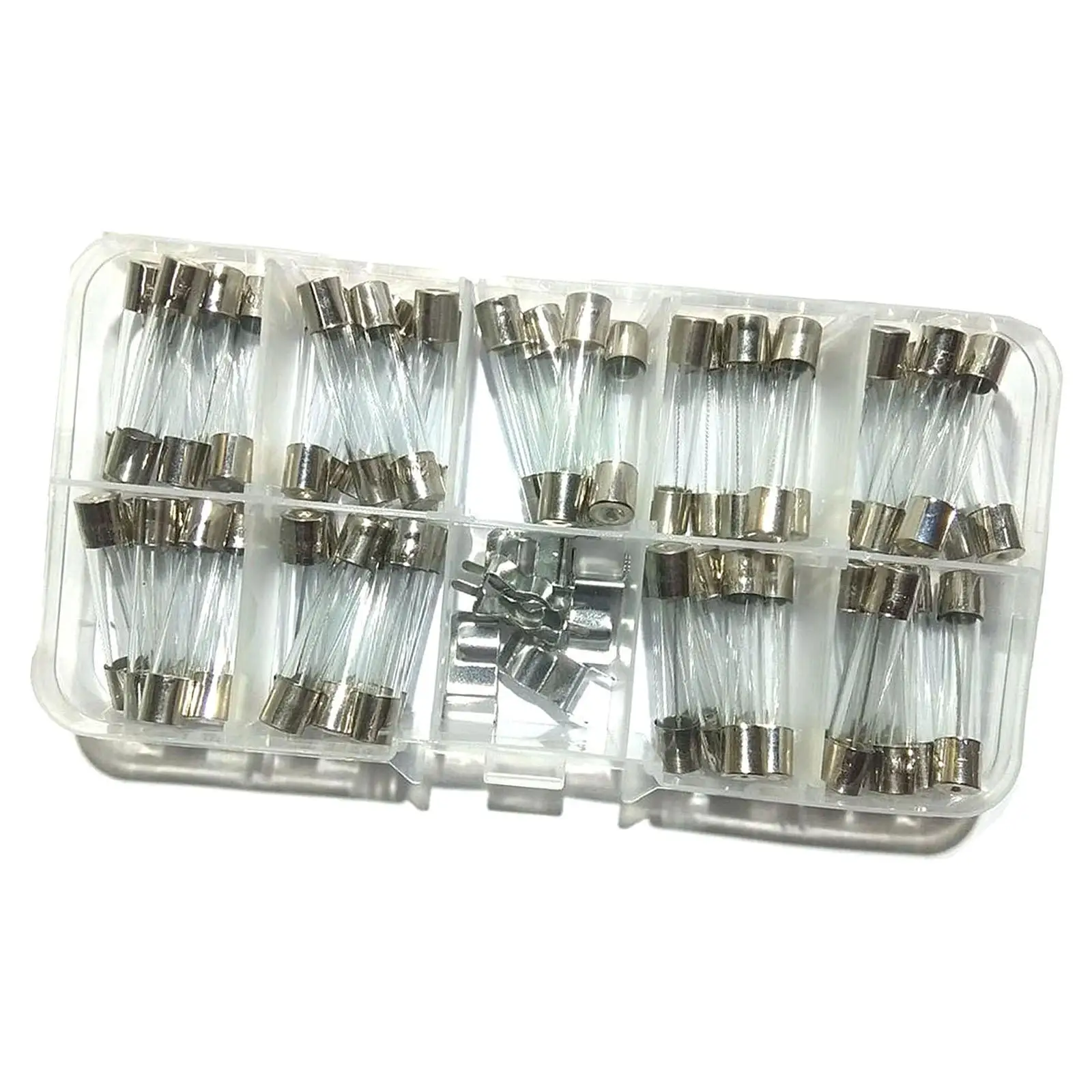 60Pcs Professional Glass Tube Fuses 20A 1A 5A 30A 3A 0.5A Replaces Accessories for Communication Equipment Electronic Industry