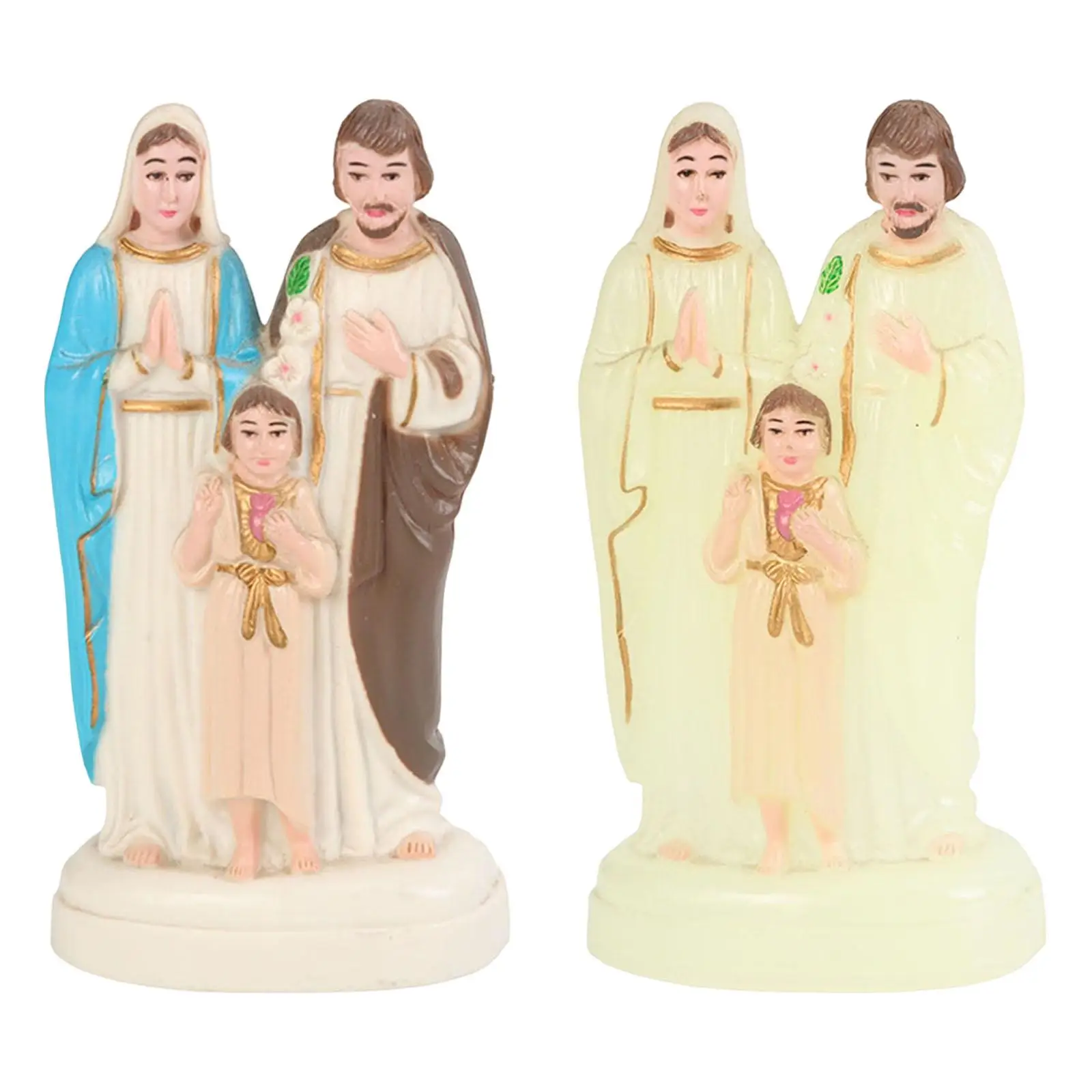 Holy Family with Child Statue Religious Figurine Christian Catholic Ornament for Desktop