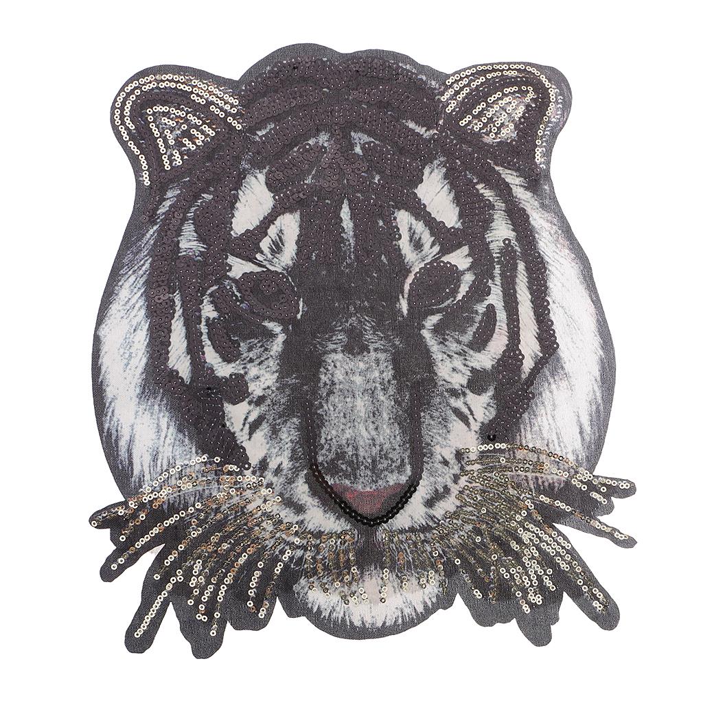 Description Picture 3 of itemTiger Head Pattern Patches Sequin Motifs Sew On Patch DIY Clothing Applique for Jeans Jacket Bags Costume Clothes Decoration