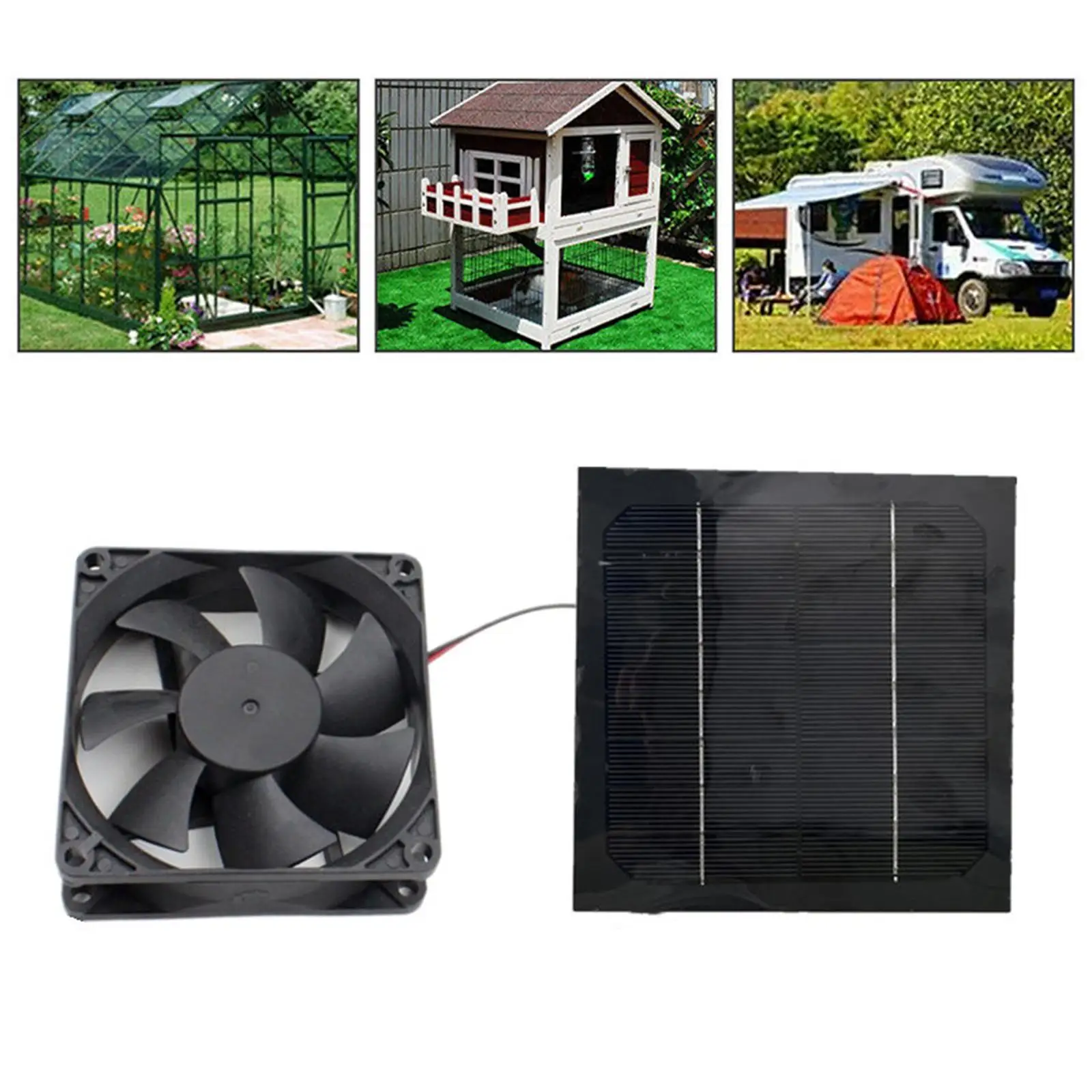 Solar Panel Powered Fan Mini Ventilator Air Extractor for Greenhouse Pet Dog Chicken House Greenhouse Cooling (20W)