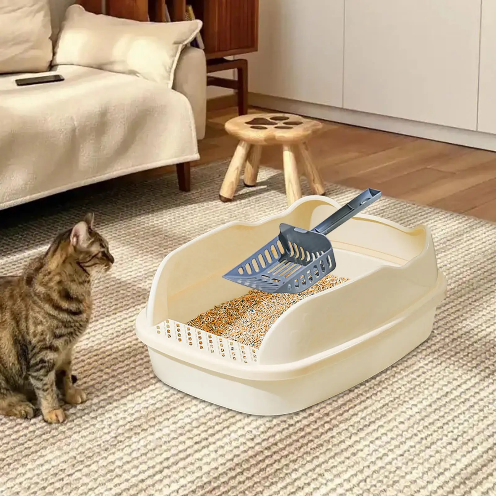 Large Cat Litter Box Cats Sand Basin Cat Sandbox Anti Splashing Large Bedpan Semi Closed Kitten Potty Toilet Pet Accessories