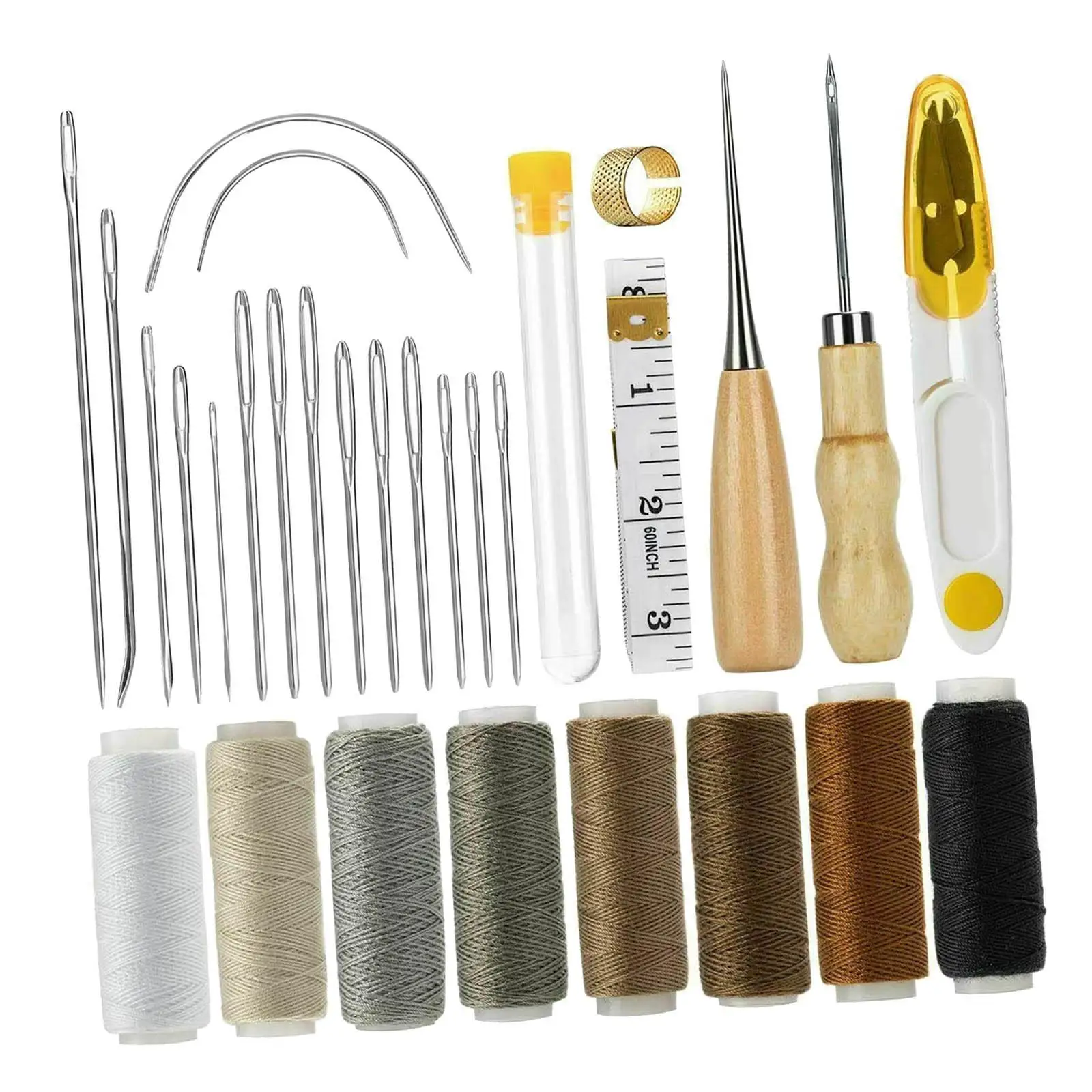 29Pcs Leather Sewing Upholstery Repair Kit, Leather Sewing Kit for Beginners and Professionals Leather Craft DIY