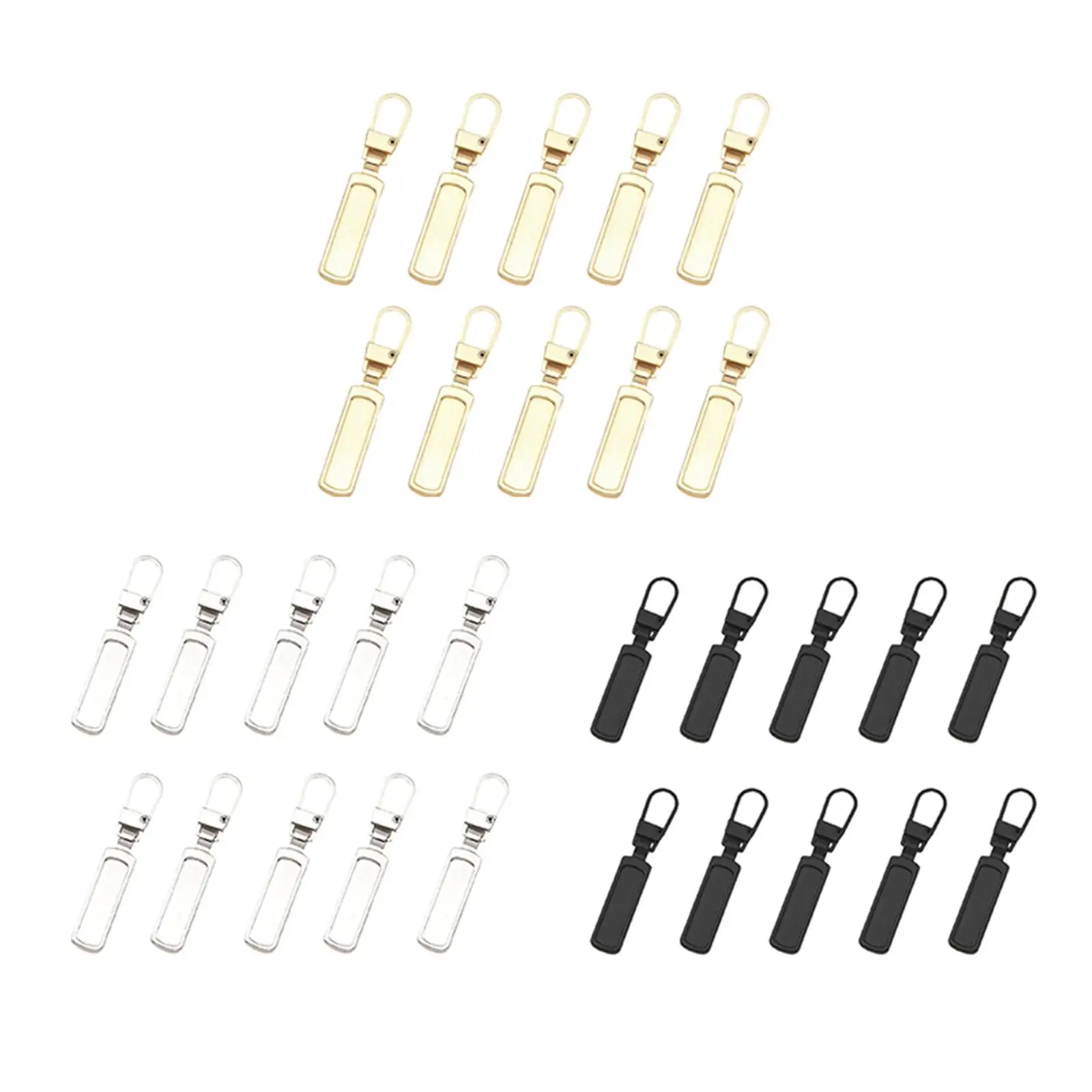 10x Metal Zipper Heads Repair Kit Replace Sewing Zip Tags Zip Pulls for Jackets Luggage Jeans Purses