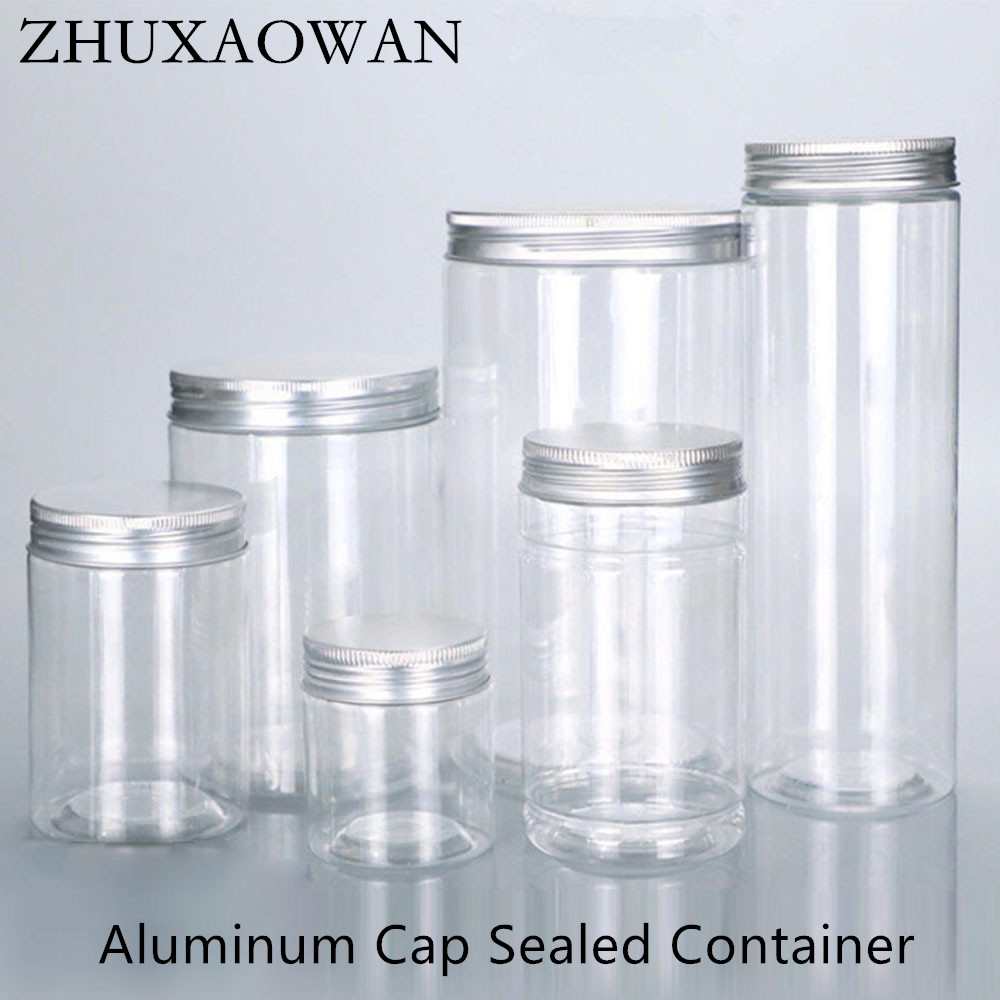 Best of 1Pc Aluminum Cap Sealed Cans PET Empty Transparent Plastic Bottles 15 Sizes Wide Mouth Jar Oil Wax Packaging Container With Lids Reviews & Tips