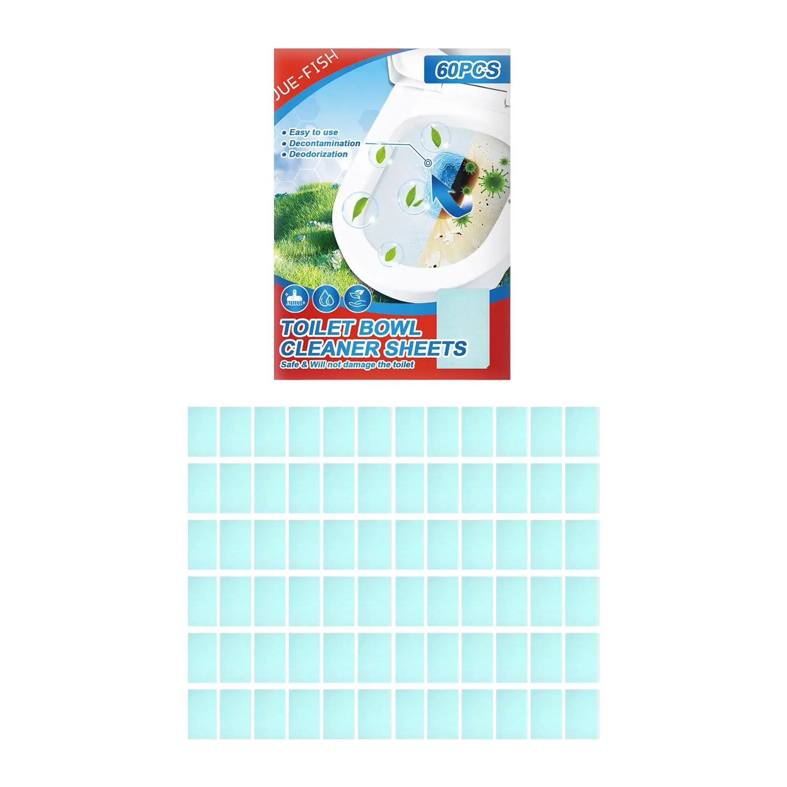 60 Pieces Toilet Cleaner Sheets Portable Toilet Bowl Cleaner for Household Toilet Bowl
