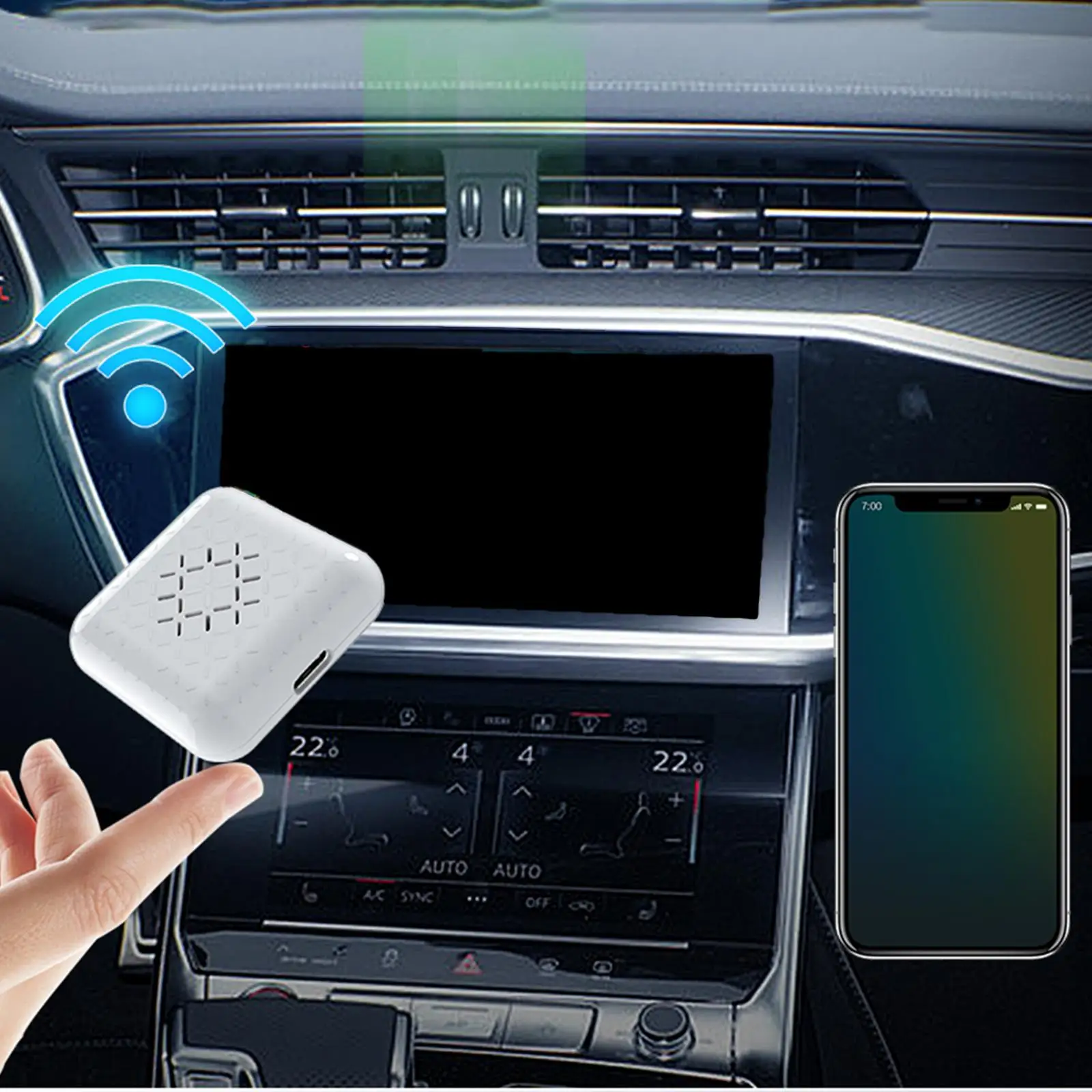 Mini Wireless Car Play Adapter, Online Update Easy Setup 5G WiFi Wireless Interconnection Box for Cars with Car Play Function