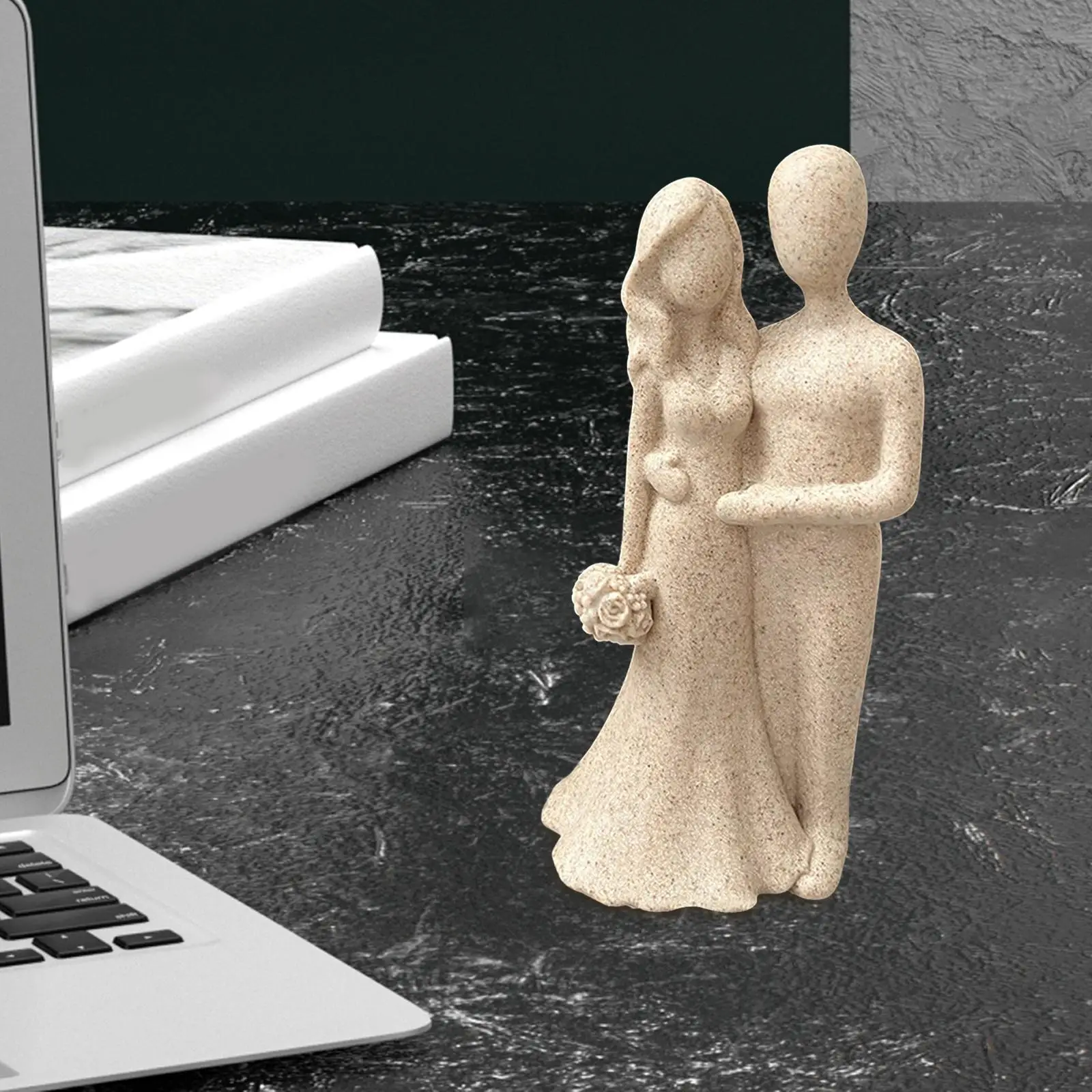 Resin Couple Statue Love Sculpture Romantic Love Figurine Creative Art Ornament for Home Bookcase Living Room Desk Decoration