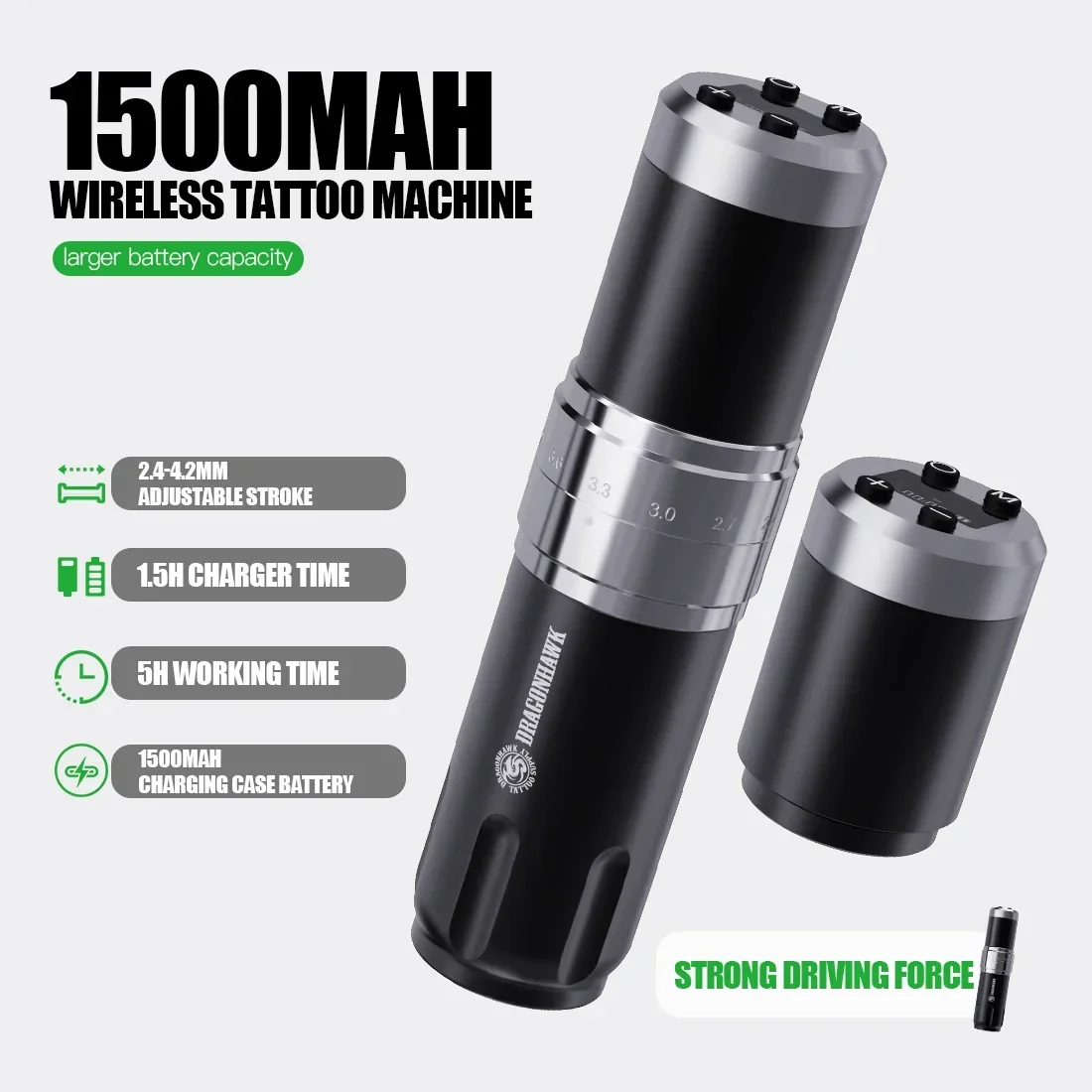 Best of Dragonhawk X10 Adjustable 7 Stroke Length Wireless Tattoo Machine High Capacity 1500mAh Battery Pen With LED Digital Display Pen Reviews & Tips