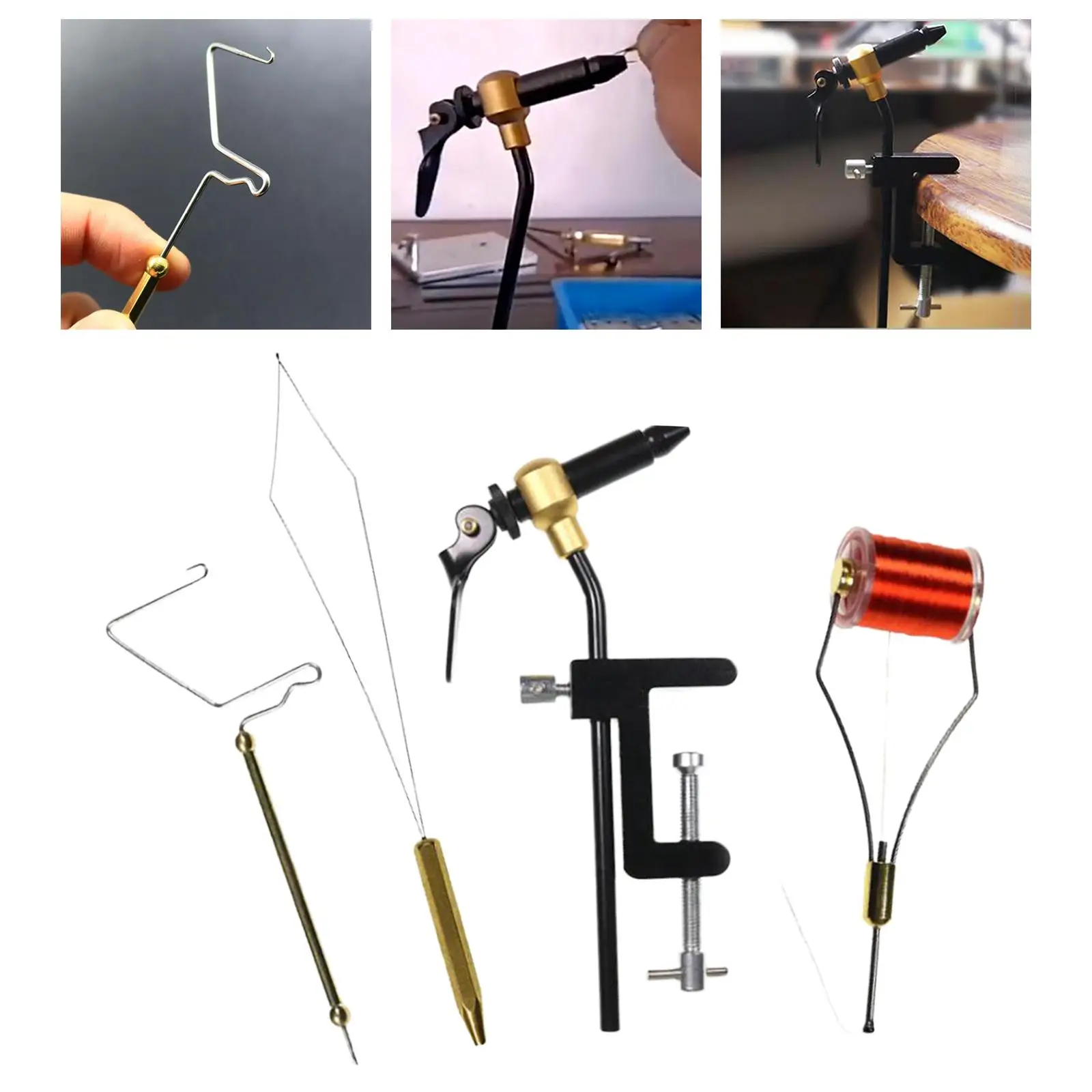 4Pcs Fly Tying Tool Kit Fishing Tackle Whip Finisher Outdoor Threader Fly Tying Vise