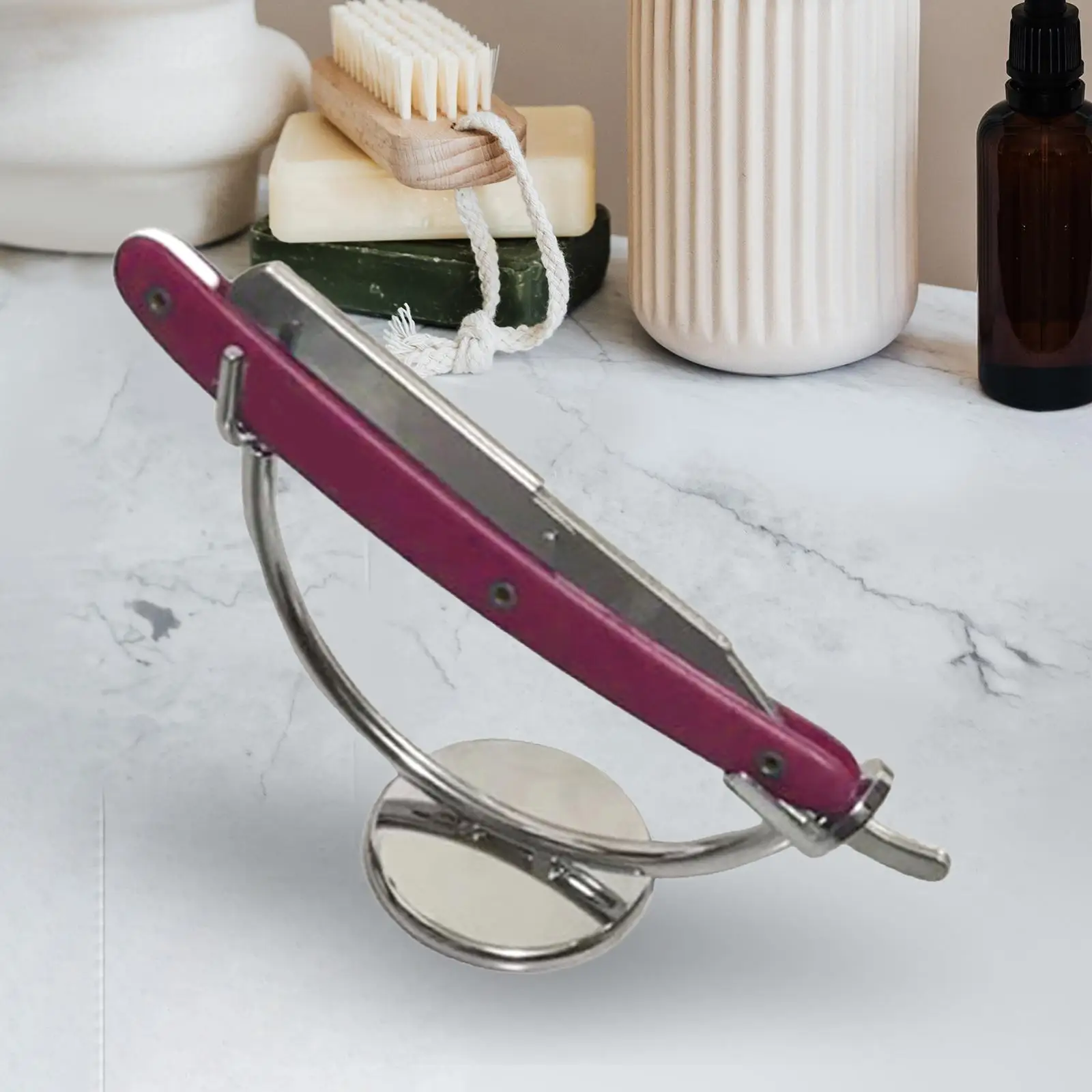 Straight Razor Stand Curved Stand Razor Holder Stable Bottom Height 8.7cm/3.4inch for Razors with Handle Length 100mm Accessory