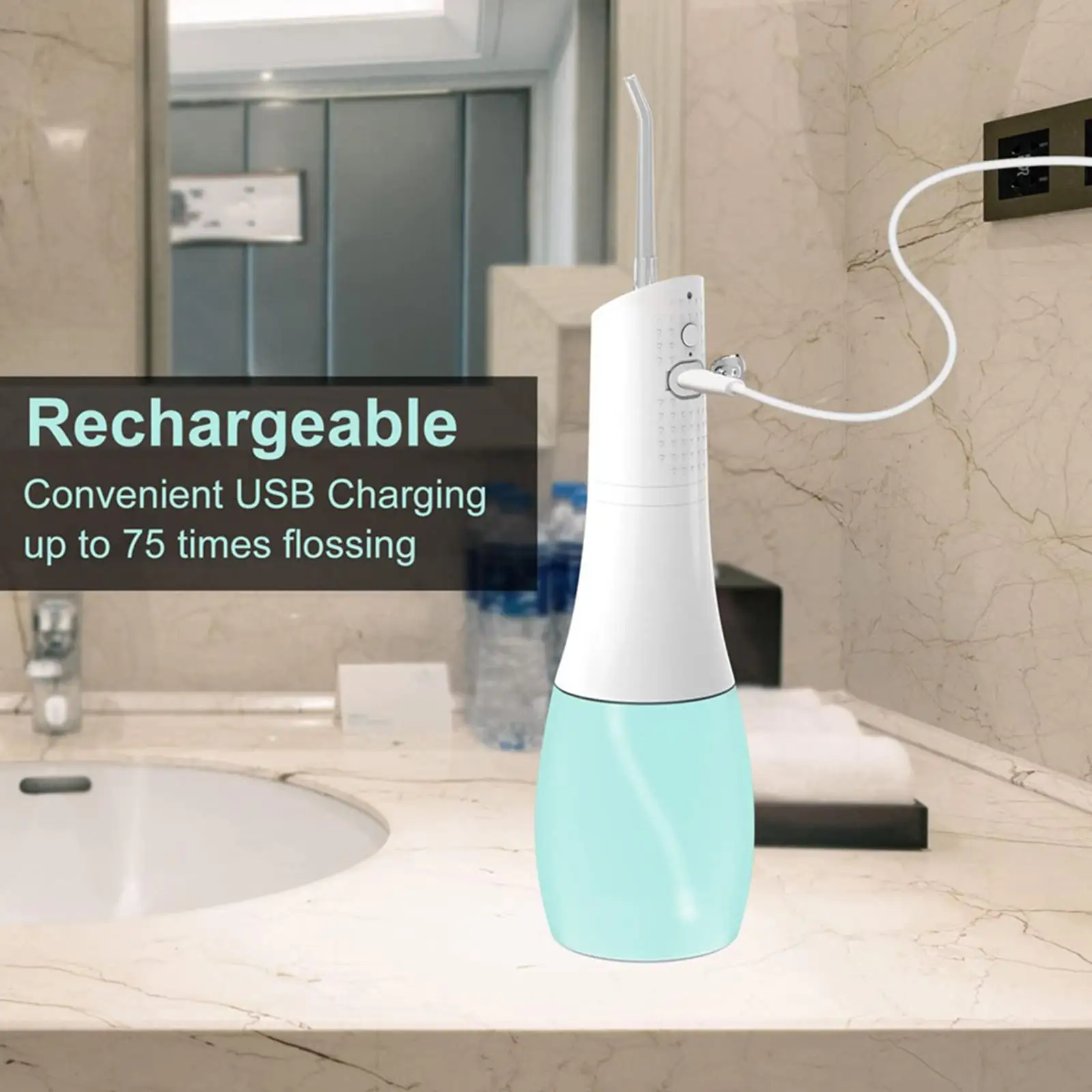Cordless Water Flosser Rechargeable Detachable Water Tank 5 Mode Portable 6 Jet Tips Oral Irrigator for Teeth Clean Braces Care