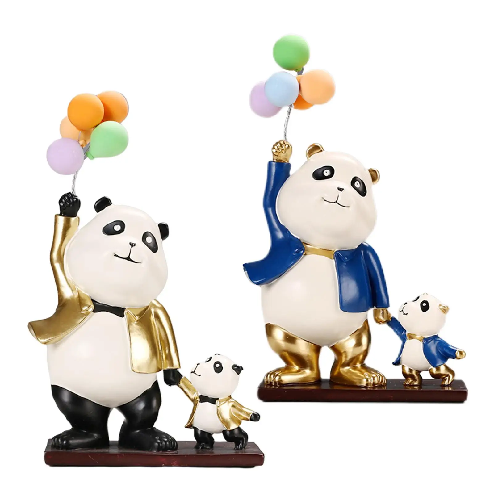 Modern Panda Statue Figurine with Balloon for Living Room TV Stand Desktop