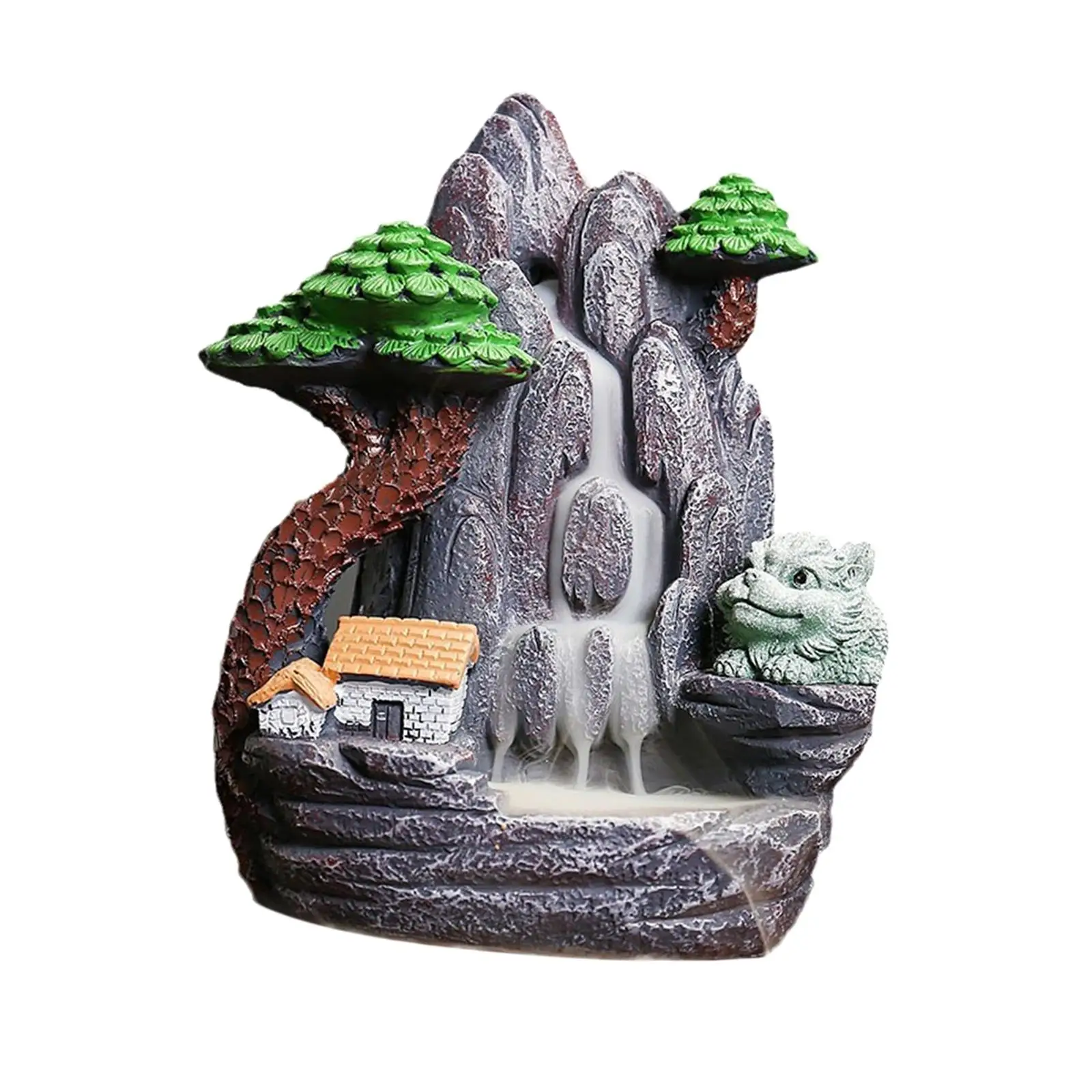 Mountain Backflow Incense Burner Sculpture Tabletop Ornament Incense Cone Holder for Office Table Yoga Desk Home Decoration