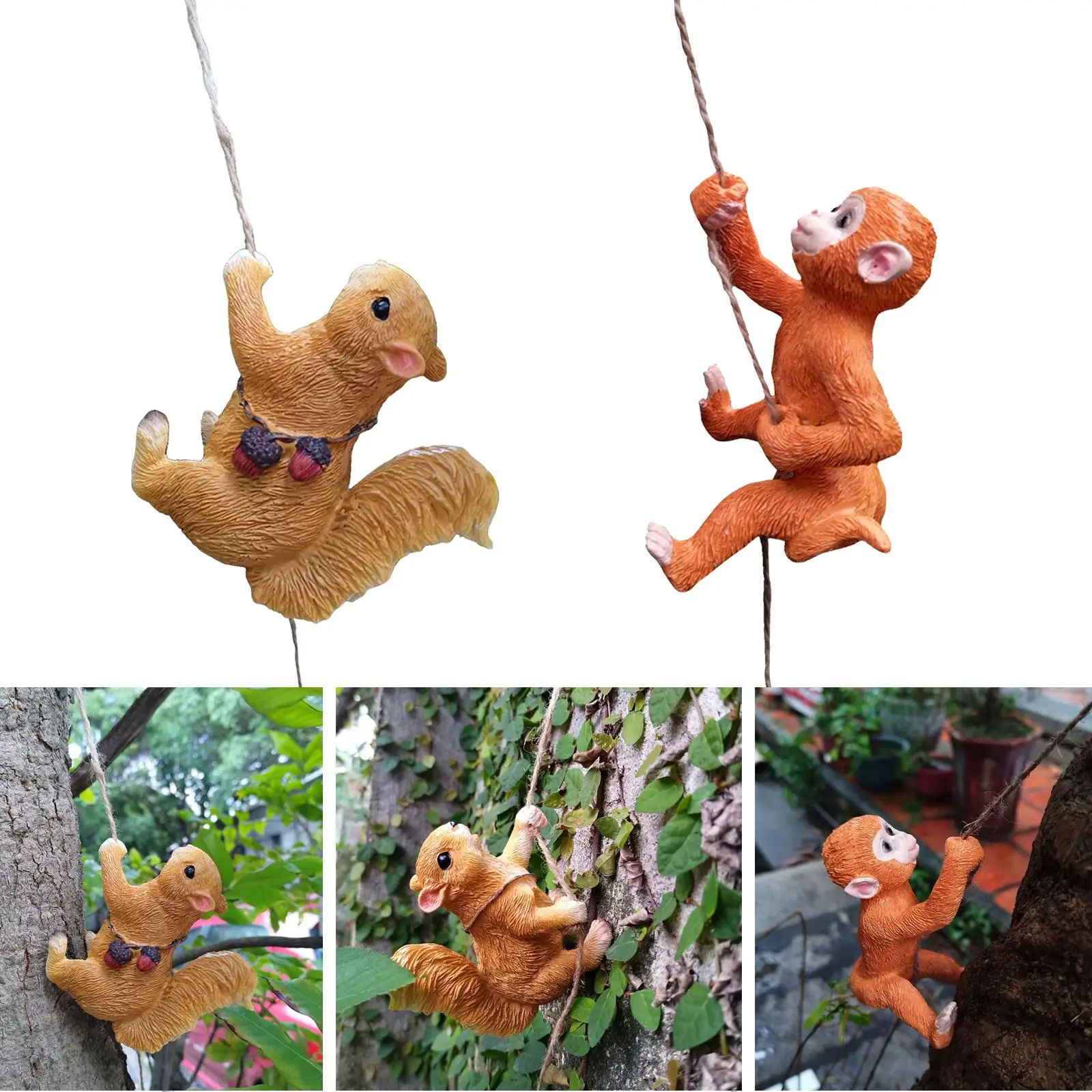 Climbing Animal Figurine Plant Pot Hanger Hanging Ornament Resin for Patio Fence Tree