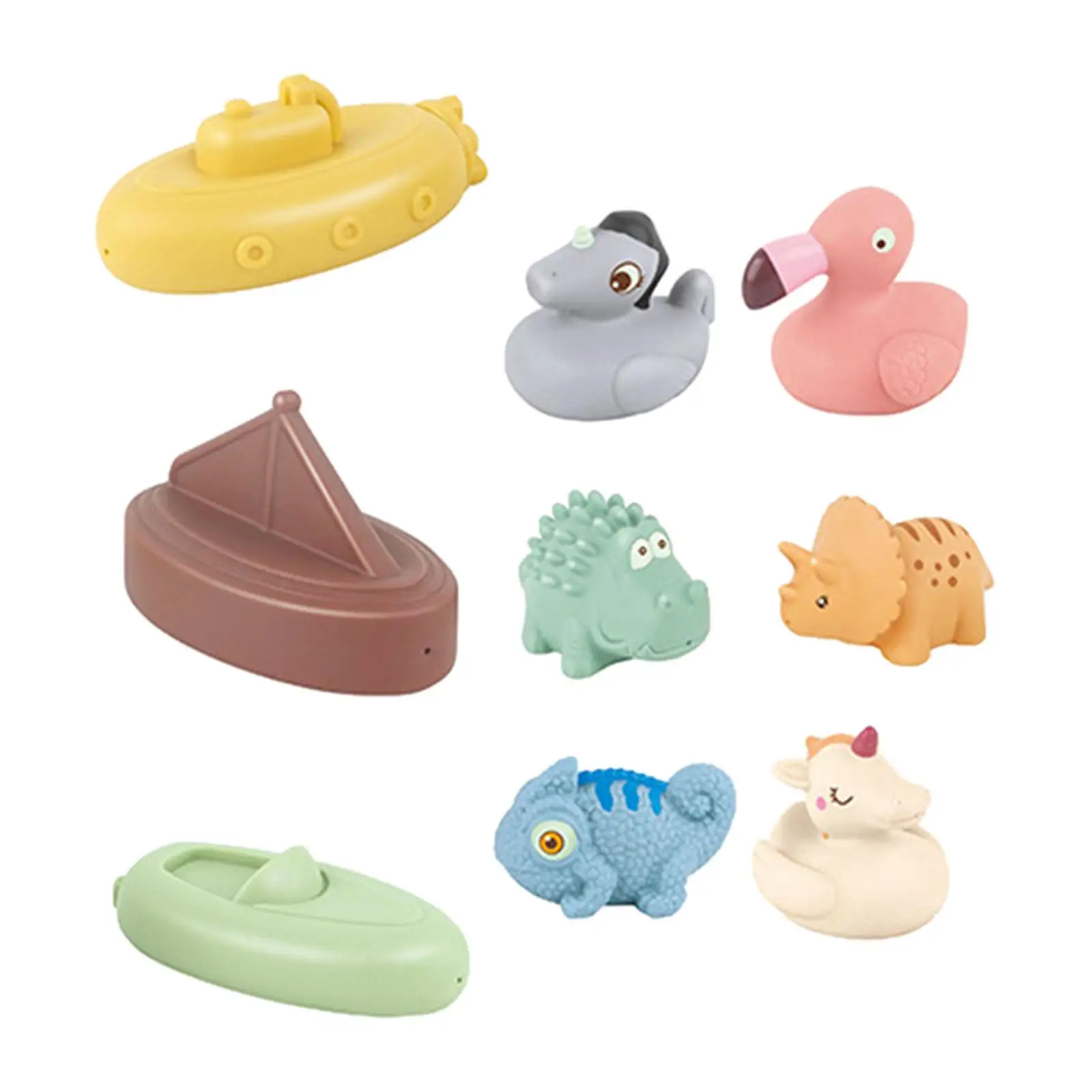 Kids Bathroom Toys for Water with 3 boat Toys and 6 Animals Toys Water Tub Playing Toys Cute Baby Bath Animals Toys