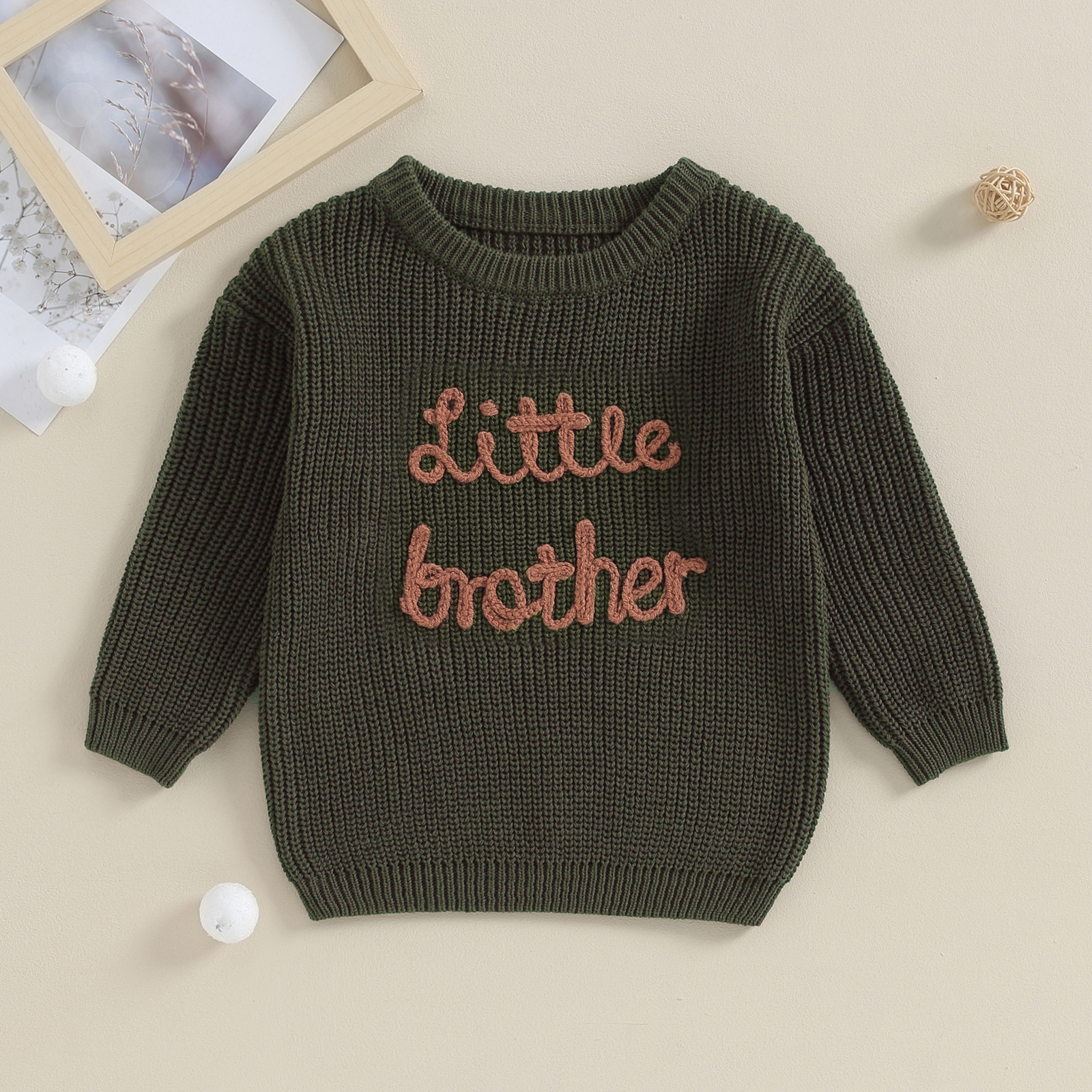 Description Picture 4 of itemWinter Newborn Baby Boys Sweater Knitwear Letter Embroidery Crew Neck Long Sleeve Pullovers Tops Toddler Casual Crochet Clothes